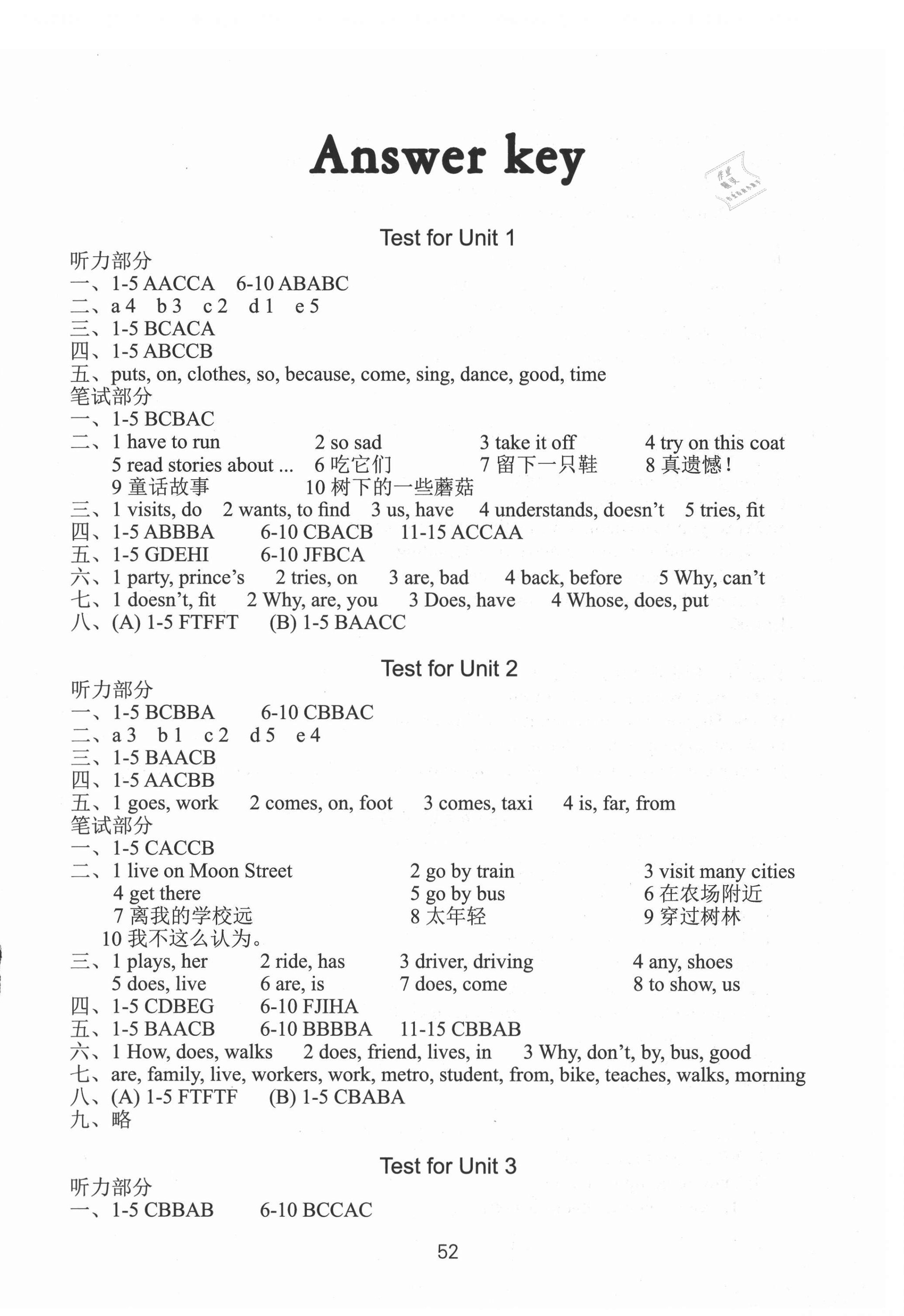 2021年課課練五年級(jí)英語(yǔ)下冊(cè)譯林版 參考答案第1頁(yè)