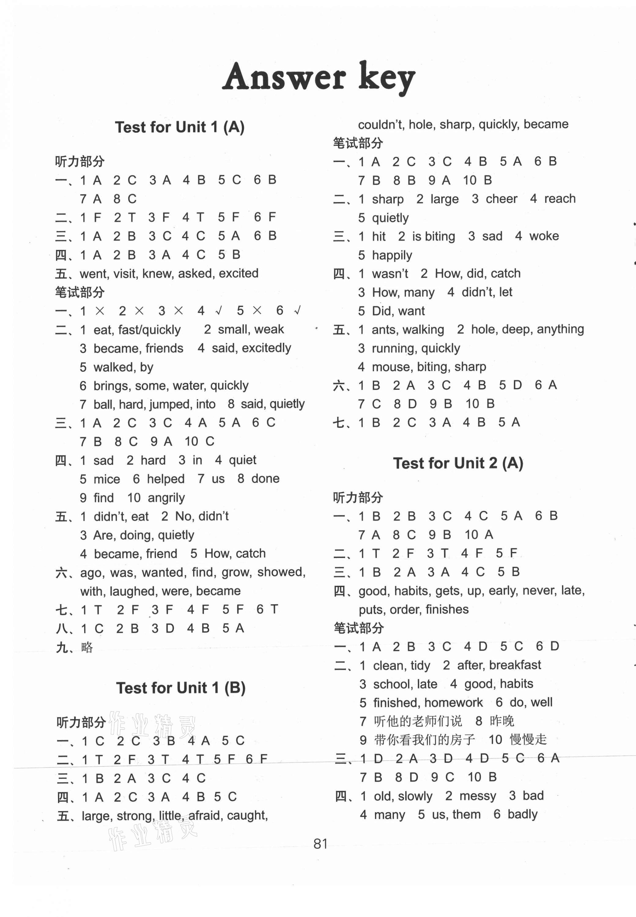 2021年課課練六年級英語下冊譯林版 參考答案第2頁