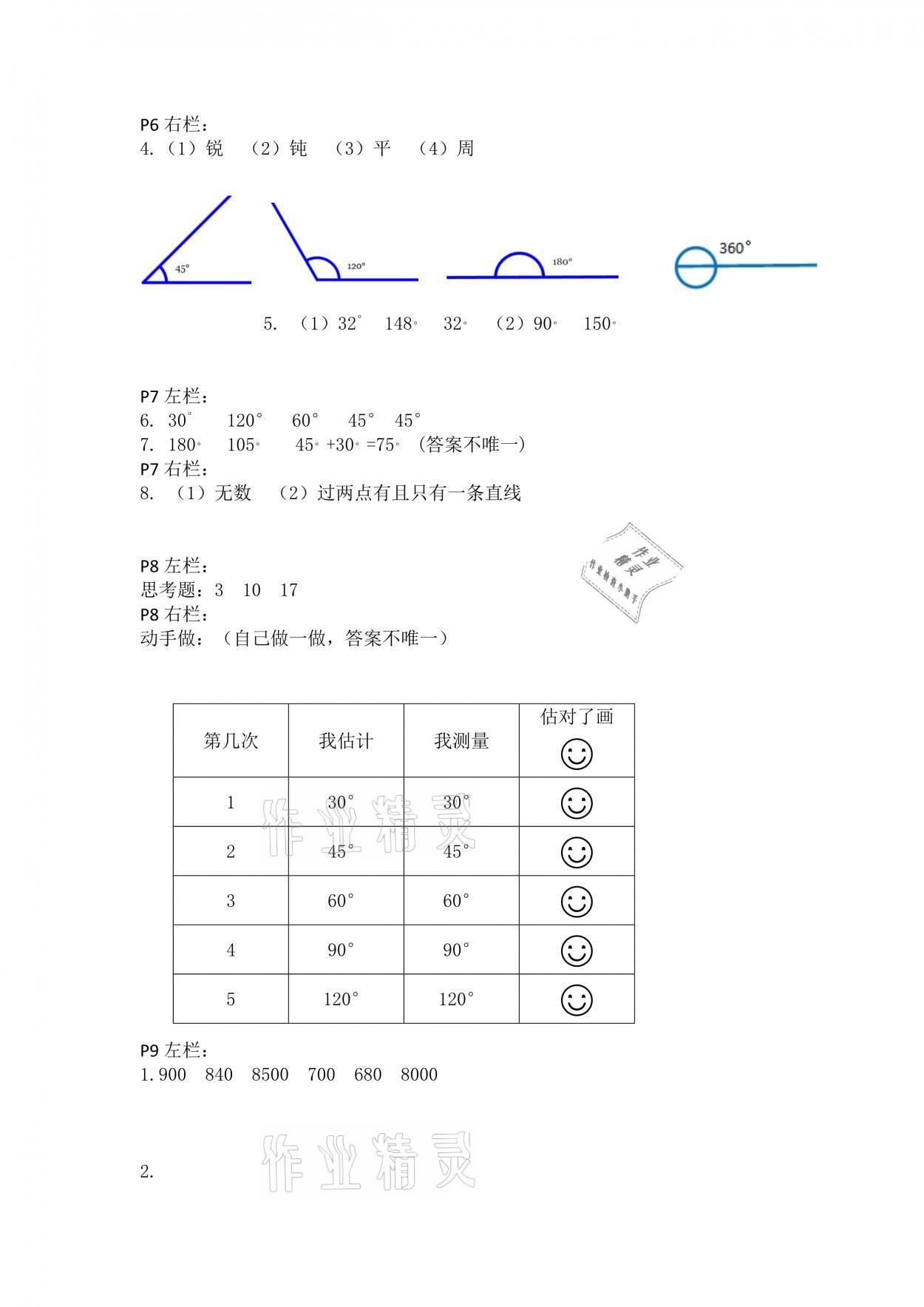 2021年寒假作業(yè)四年級數(shù)學人教版安徽少年兒童出版社 參考答案第2頁