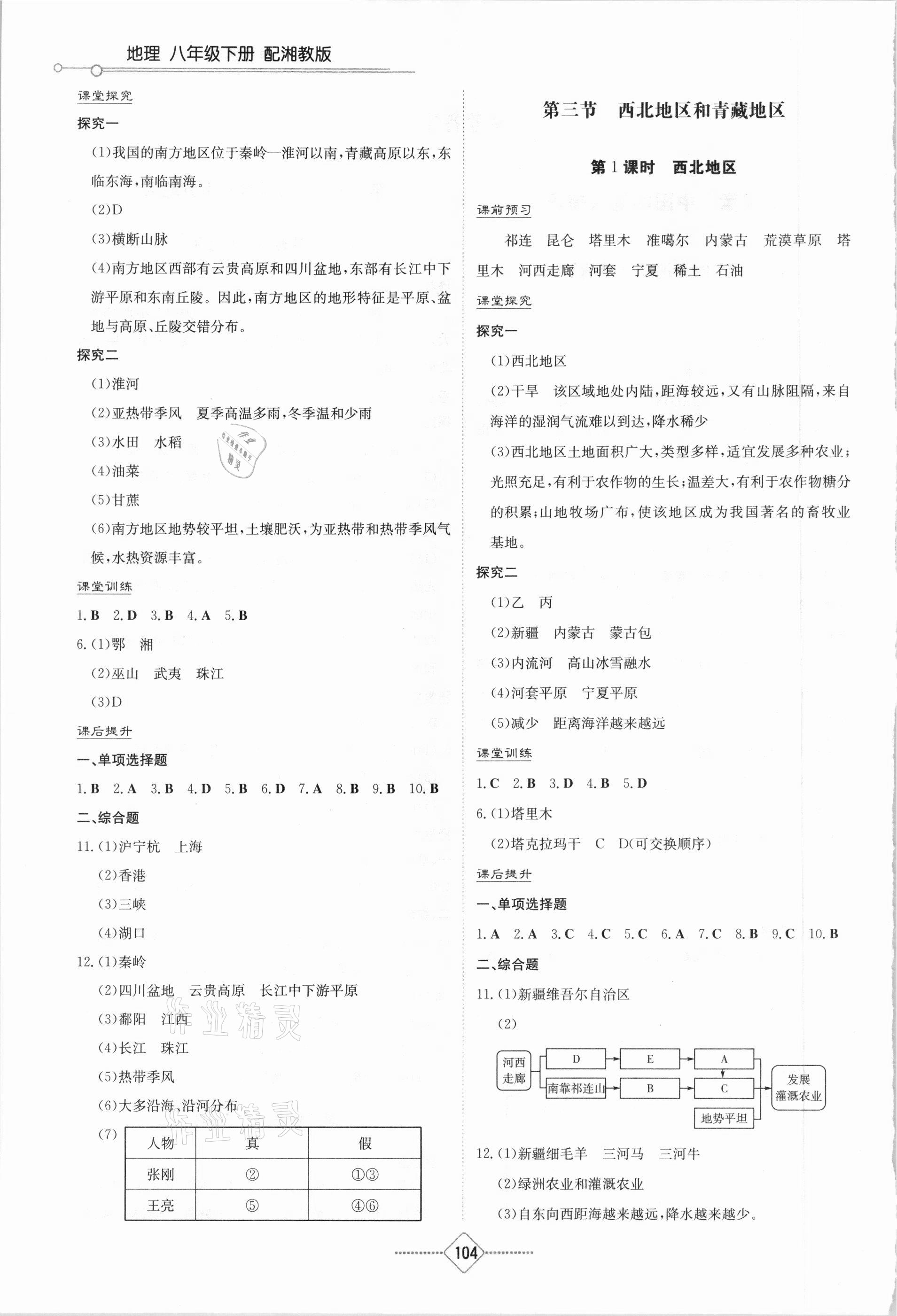 2021年初中地理同步练习册八年级下册湘教版湖南教育出版社 第2页