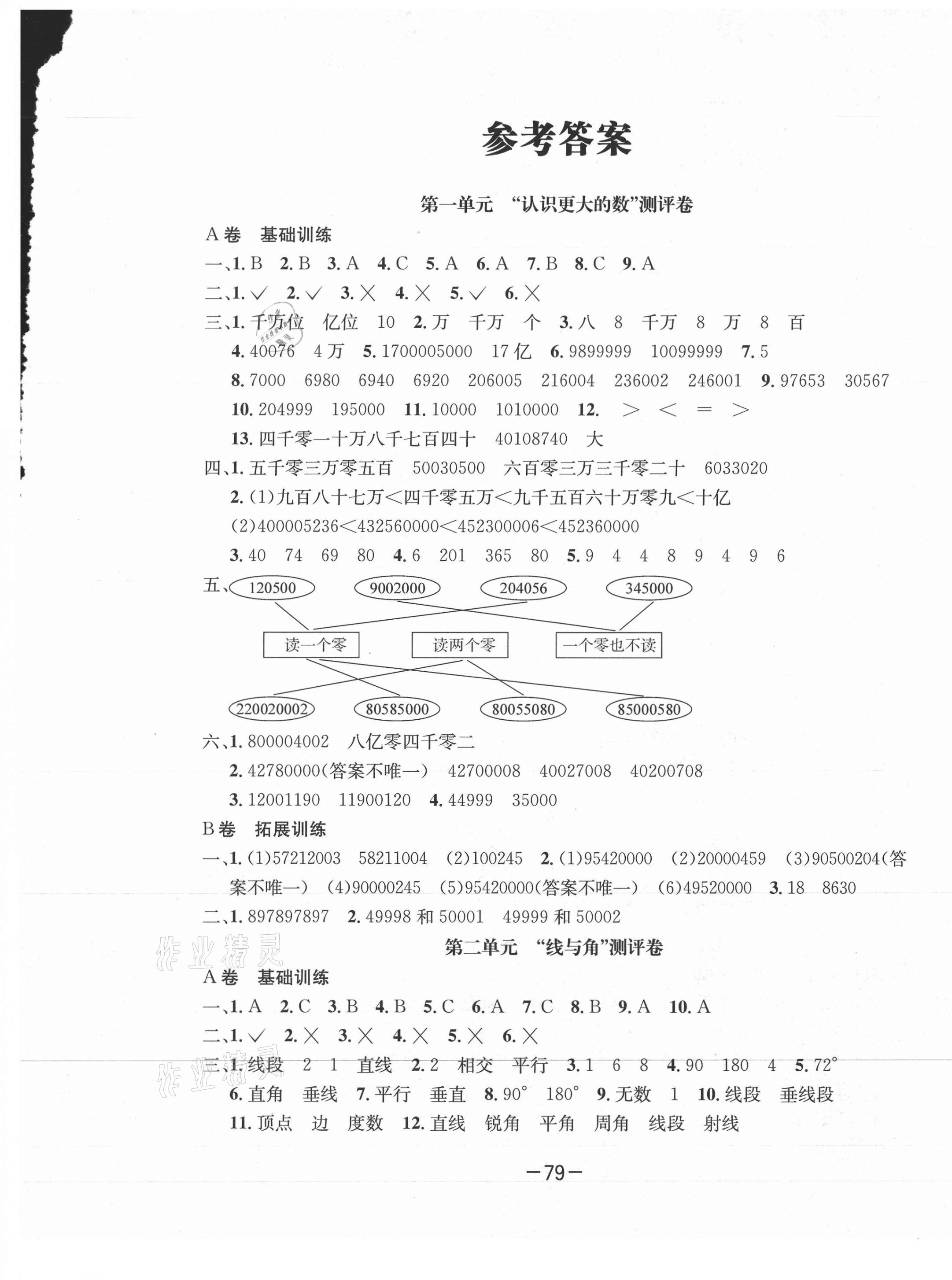 2020年高思培优数学全能ab卷四年级上册北师大版成都专版答案—青夏