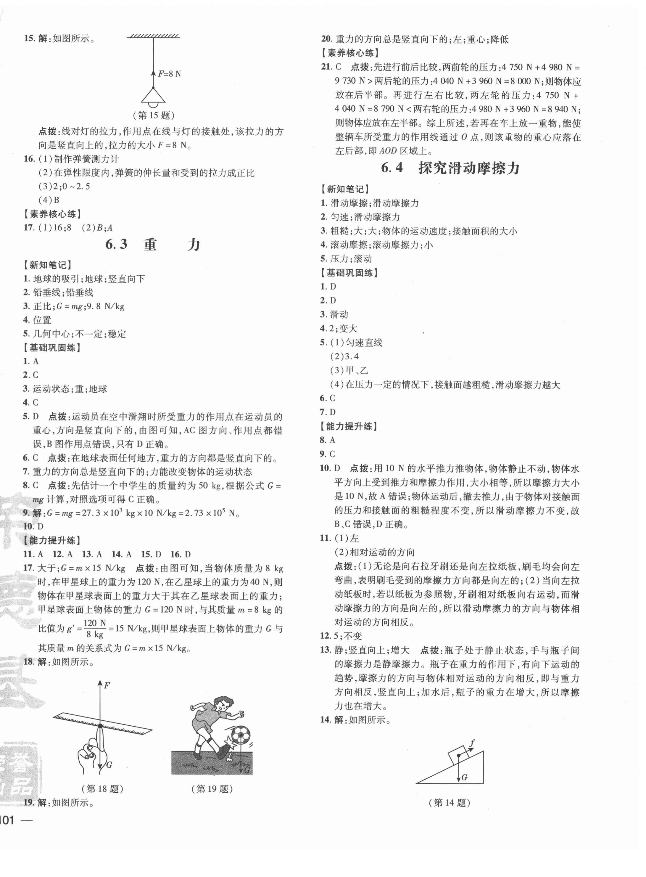 2021年點撥訓練八年級物理下冊滬粵版 參考答案第2頁