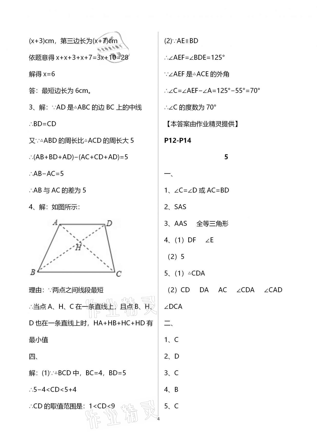 2021年寒假作業(yè)及活動(dòng)八年級(jí)數(shù)學(xué) 參考答案第4頁(yè)