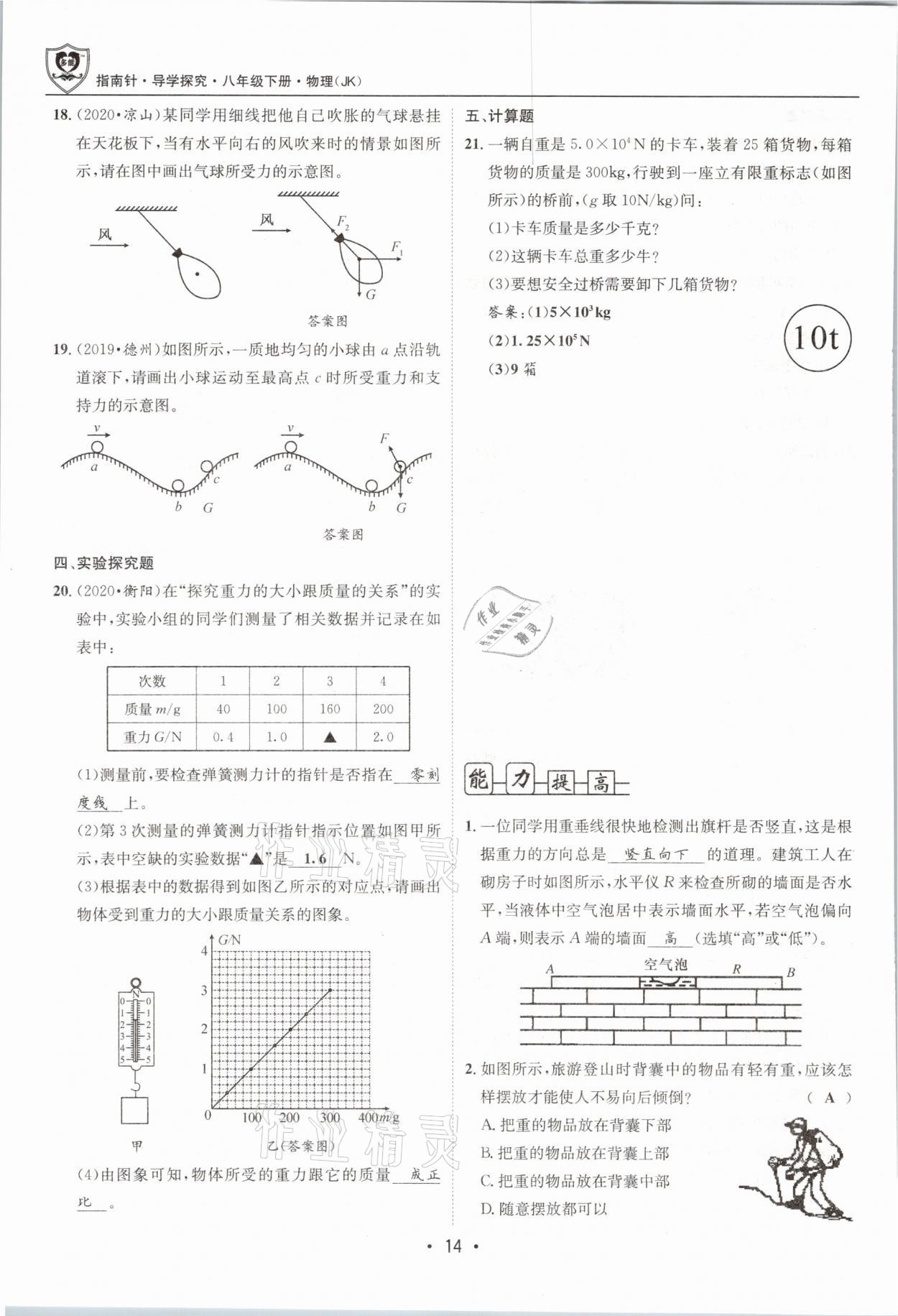 2021年指南针导学探究八年级物理下册教科版 参考答案第14页