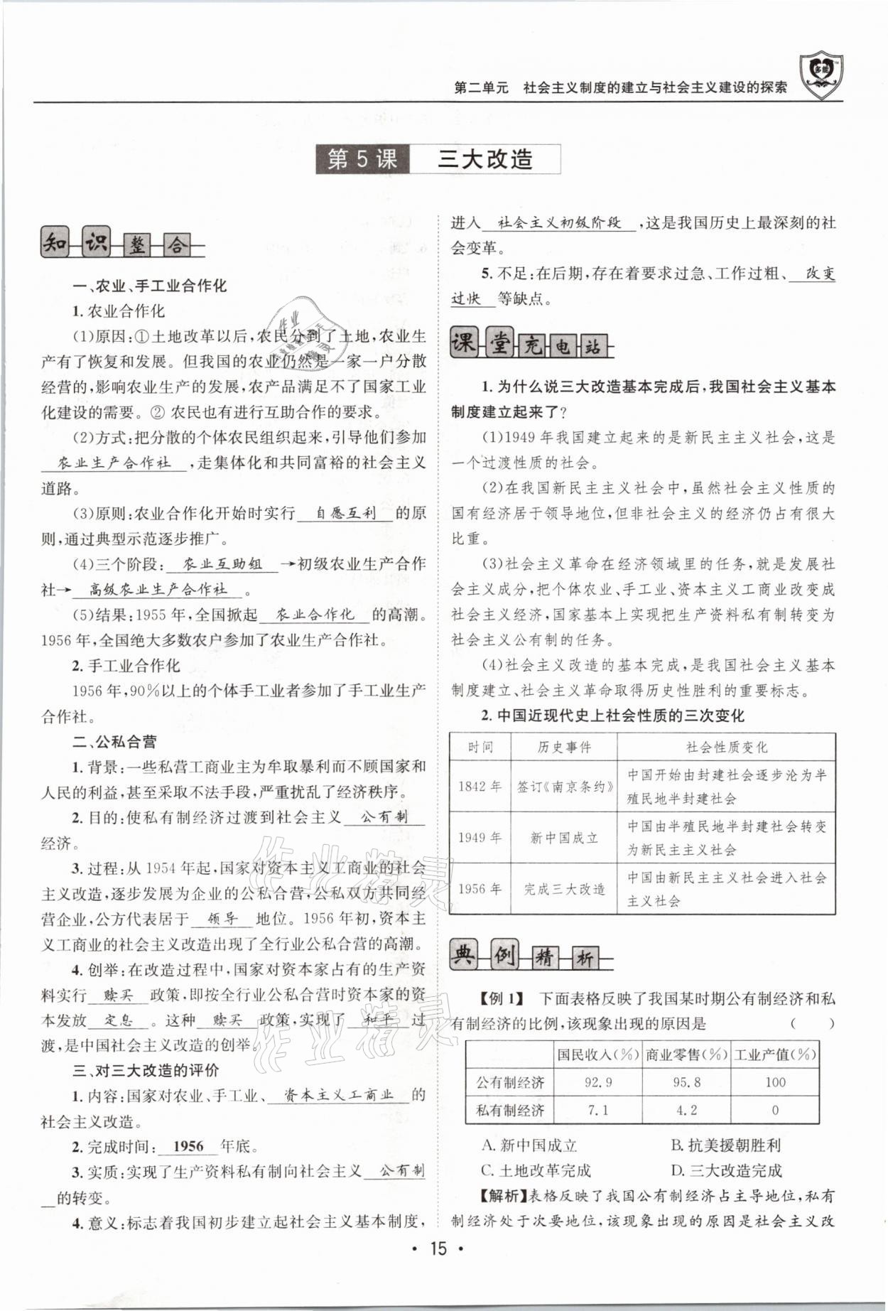 2021年指南針導學探究八年級歷史下冊人教版 參考答案第15頁