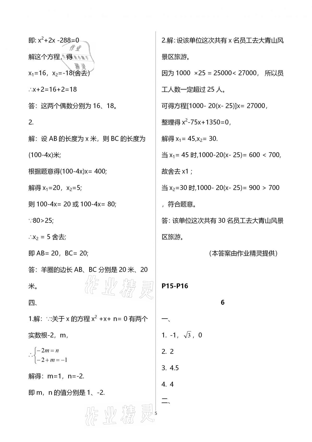 2021年寒假作业及活动九年级数学 第5页