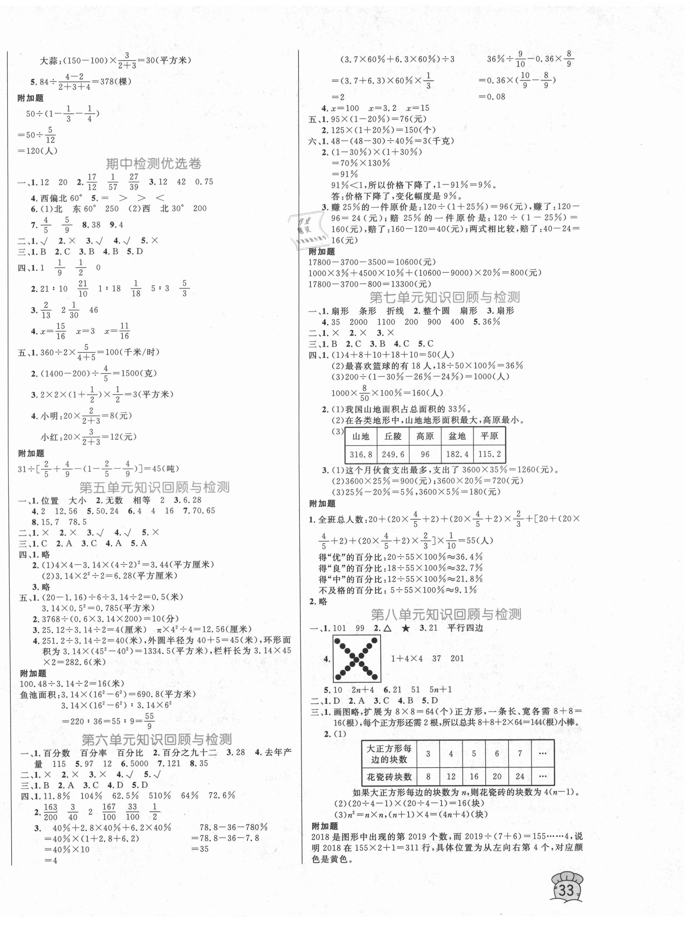 2020年黄冈名卷六年级数学上册人教版济宁专版 第2页