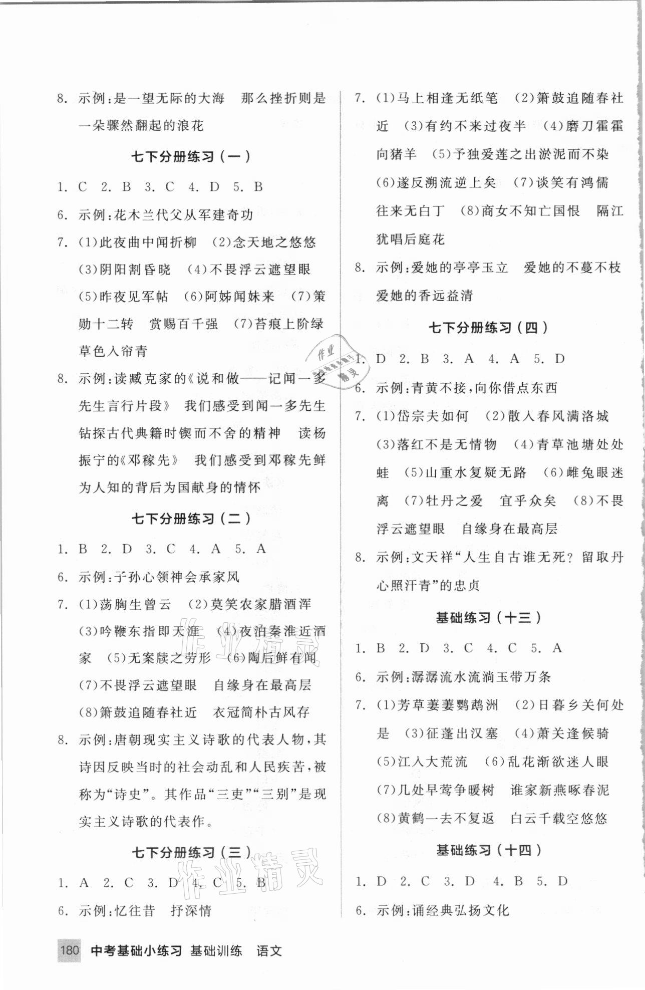 2021年中考基础小练习基础训练语文内蒙古专版 第4页