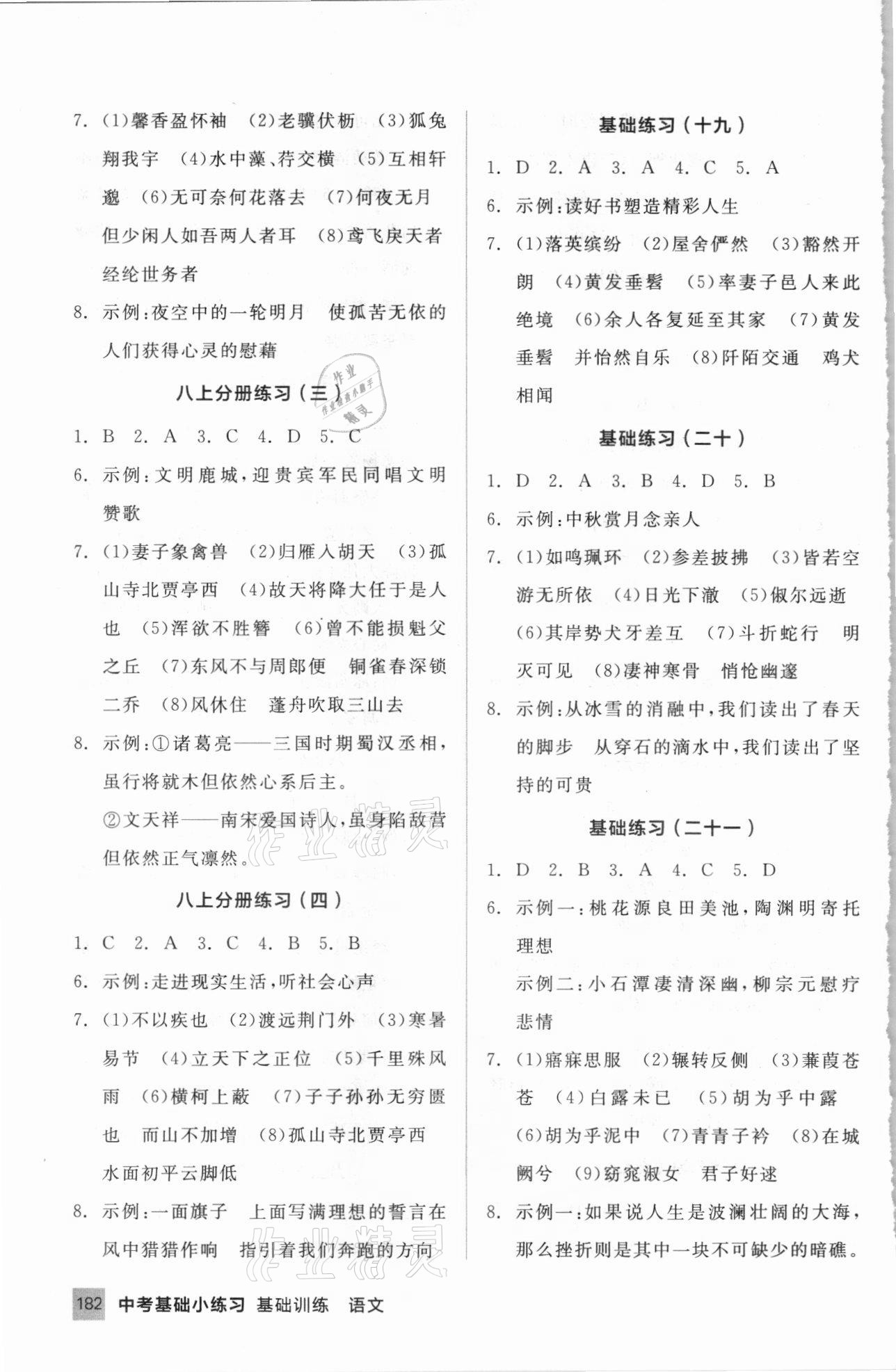 2021年中考基础小练习基础训练语文内蒙古专版 第6页