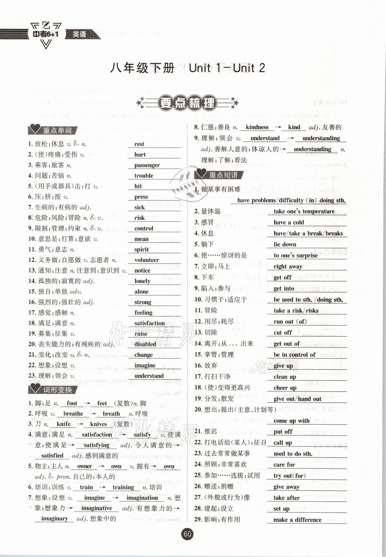 2021年中考6加1英语人教版达州专版 参考答案第60页