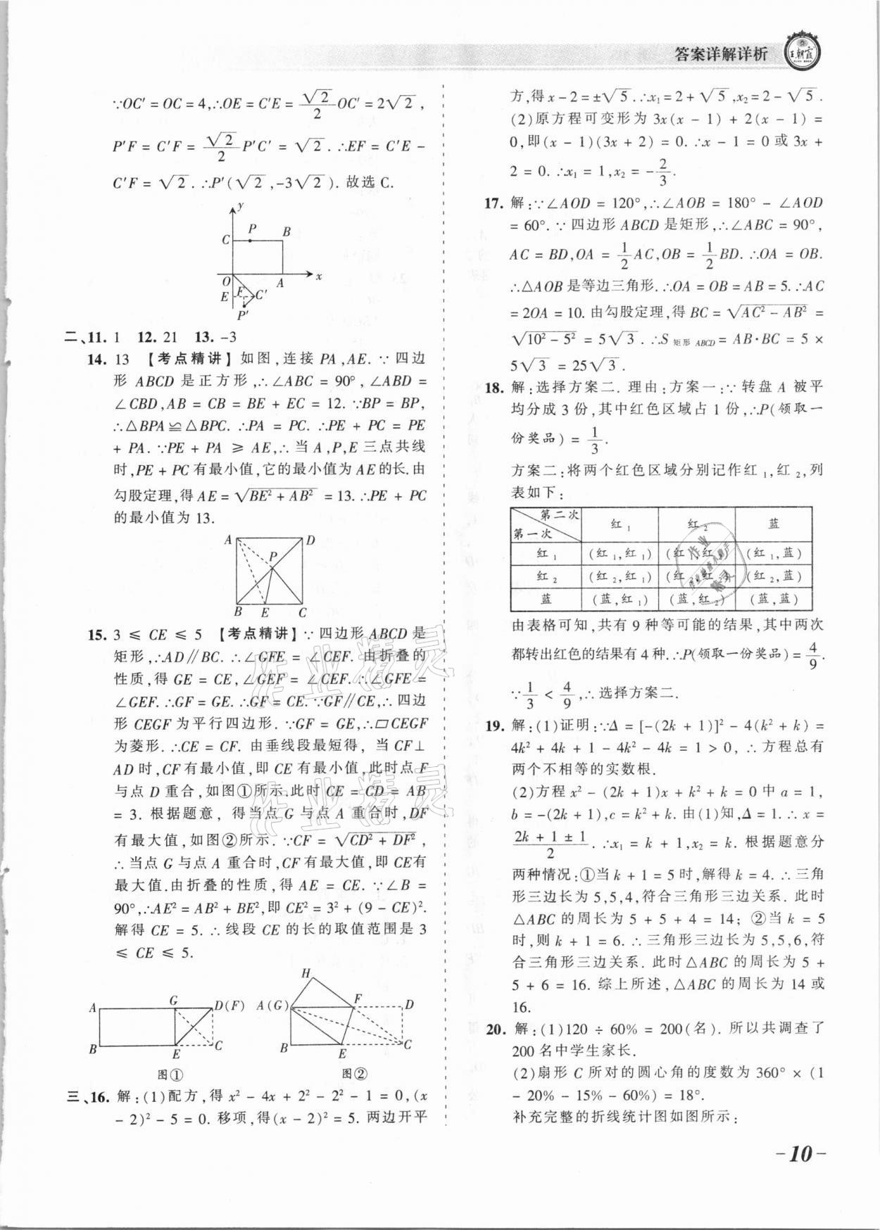 2021年王朝霞考点梳理时习卷九年级数学全一册北师大版 参考答案第10页