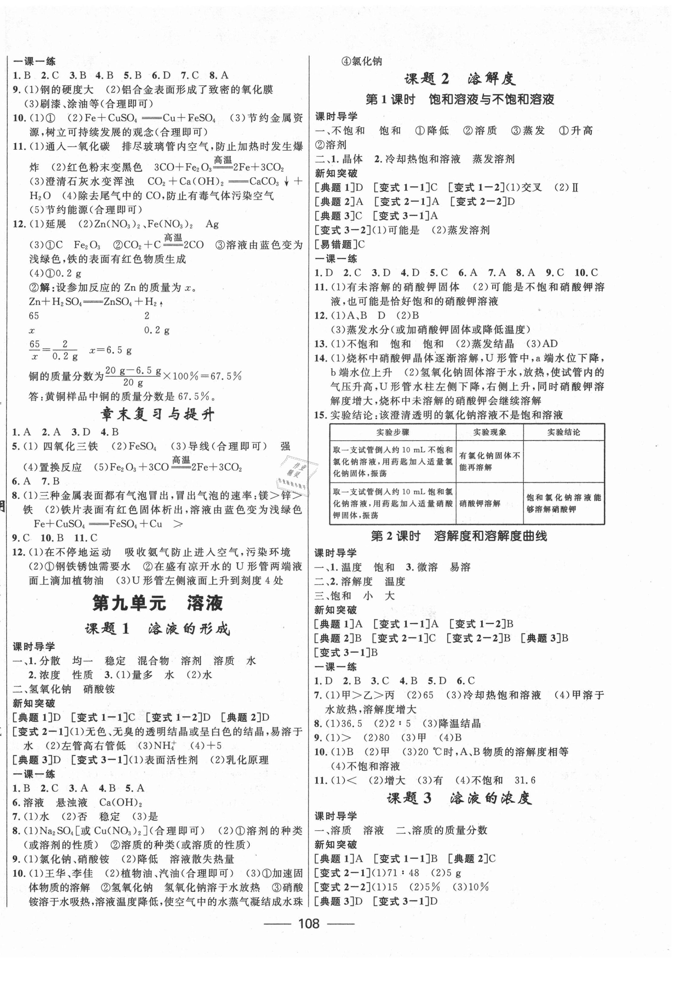 2021年夺冠百分百新导学课时练九年级化学下册人教版 第2页