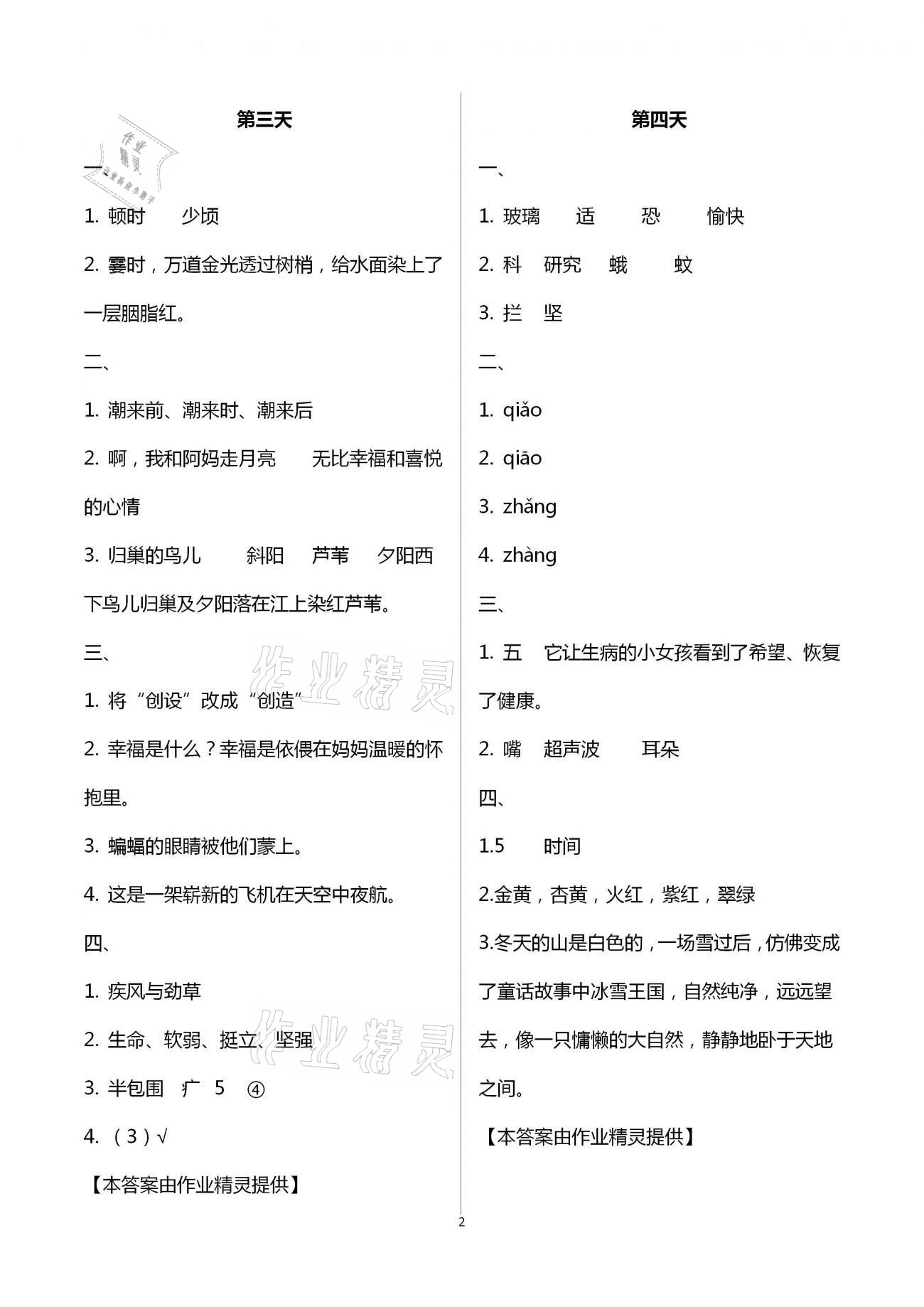 2021年寒假作業(yè)四年級(jí)語(yǔ)文統(tǒng)編版教育科學(xué)出版社 第2頁(yè)