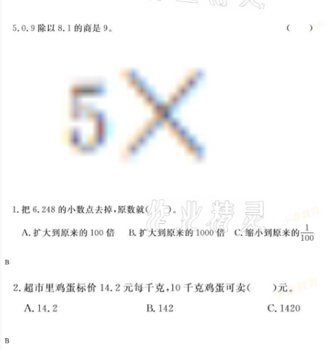 2021年湘岳假期寒假作业五年级数学 参考答案第3页