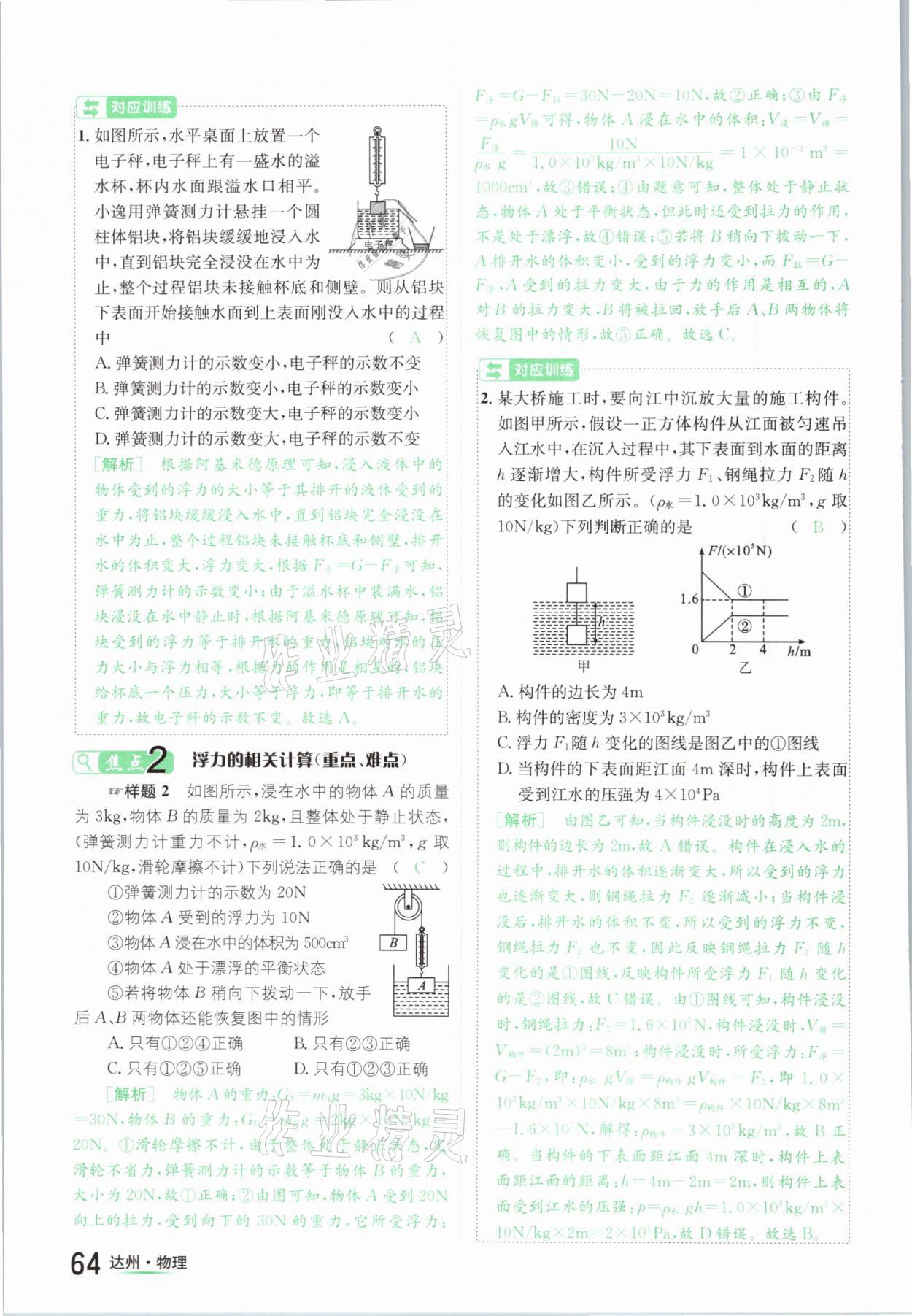 2021年國華考試中考總動員物理達(dá)州專版 參考答案第64頁