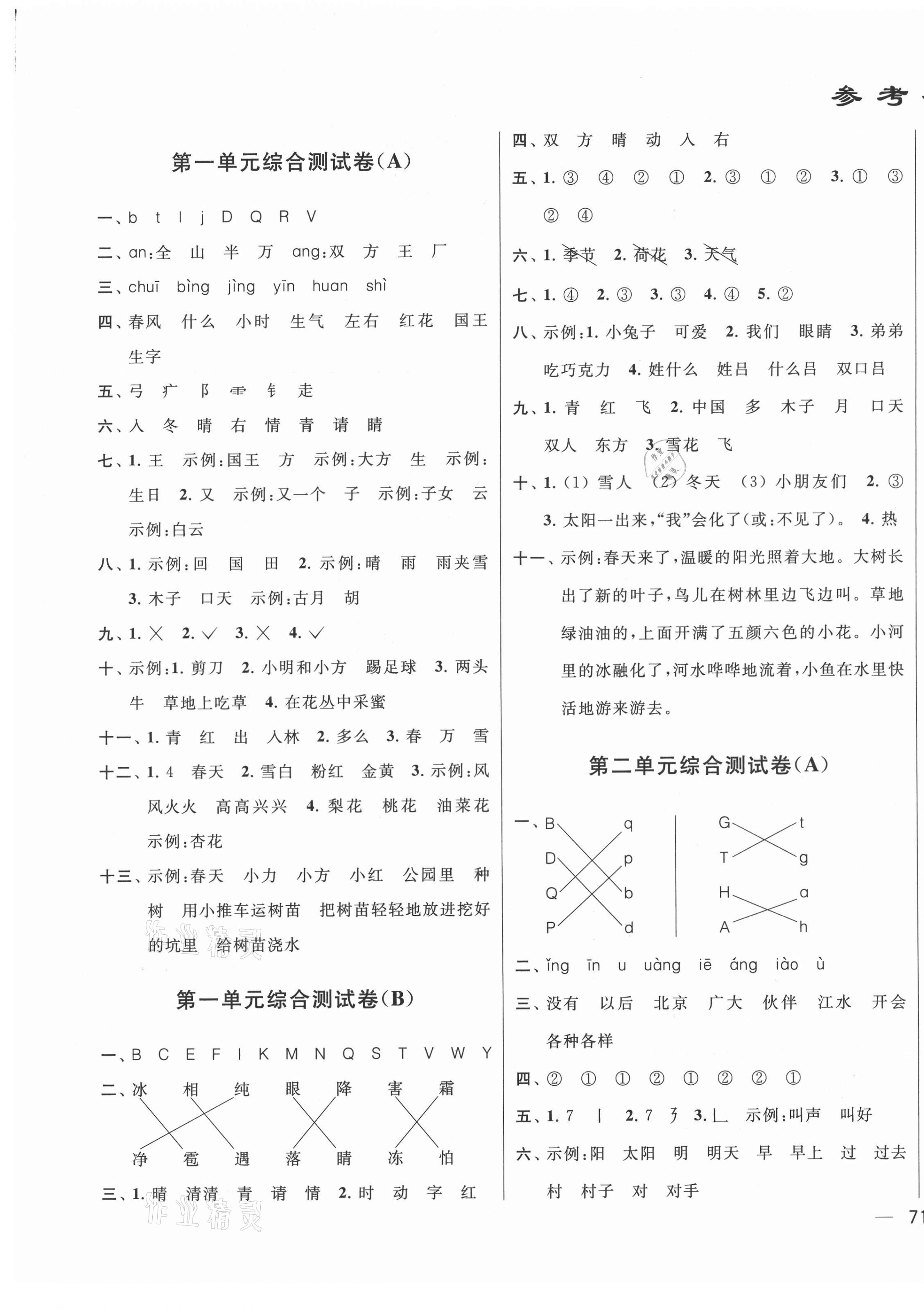 2021年亮點給力大試卷一年級語文下冊人教版 第1頁