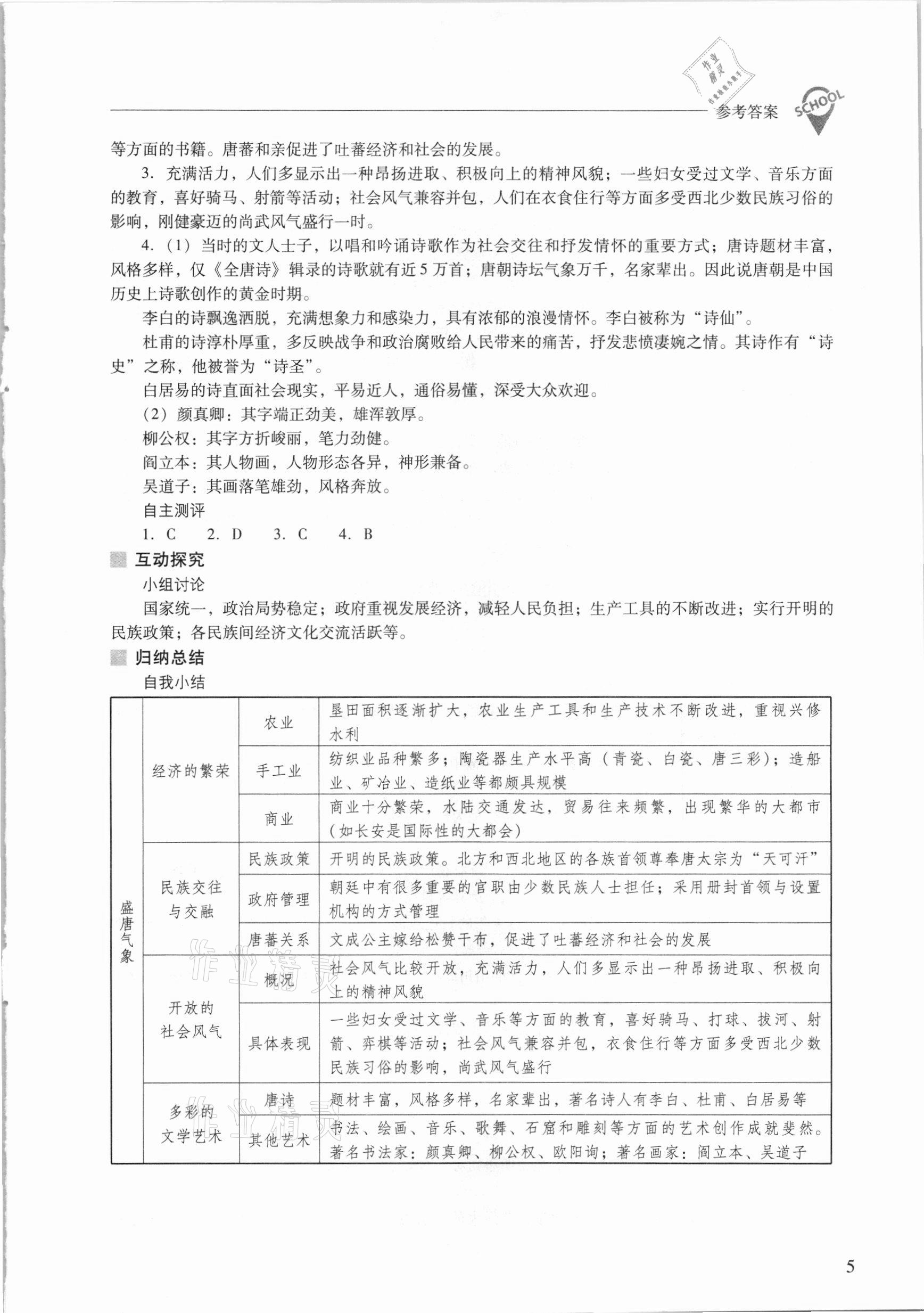 2021年新课程问题解决导学方案七年级中国历史下册人教版 参考答案第5页