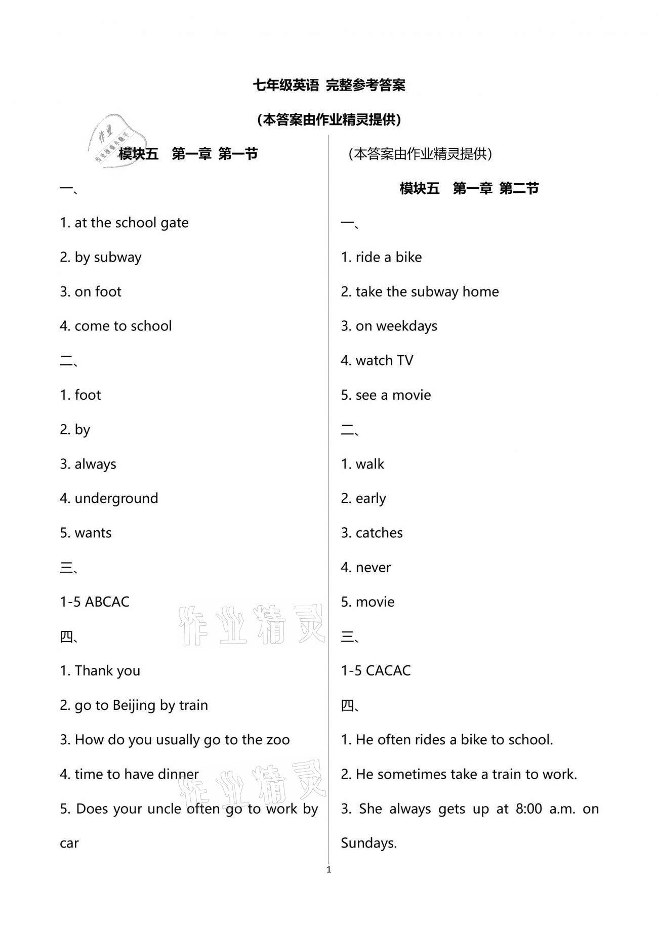 2021年初中英語同步練習(xí)加過關(guān)測試七年級(jí)英語下冊仁愛版 第1頁