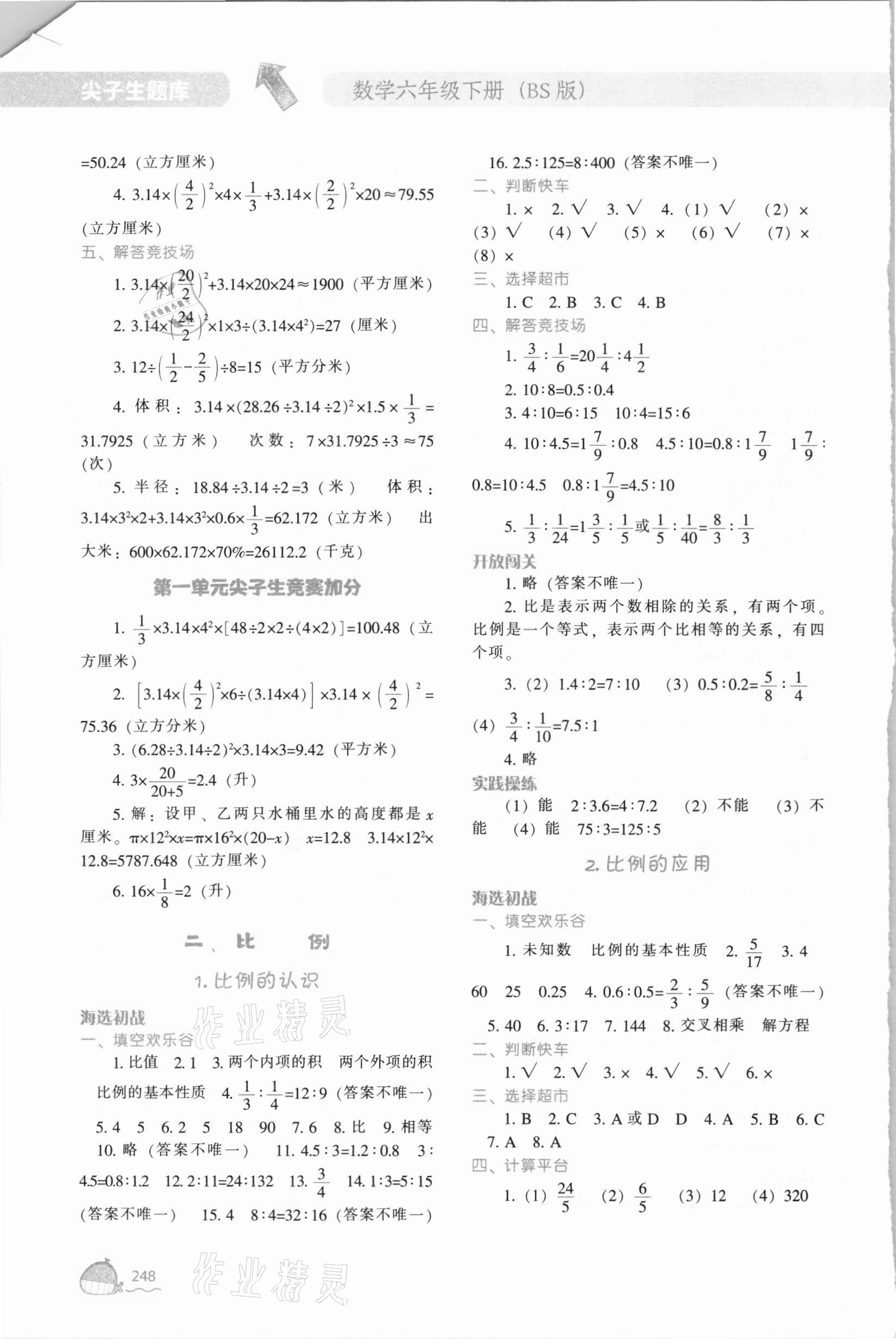 2021年尖子生题库六年级数学下册北师大版 第4页