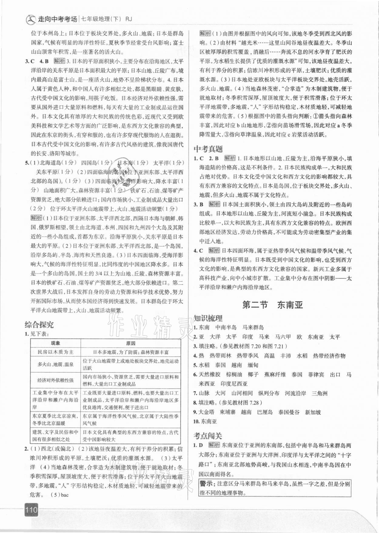 2021年走向中考考場(chǎng)七年級(jí)地理下冊(cè)人教版 參考答案第6頁(yè)