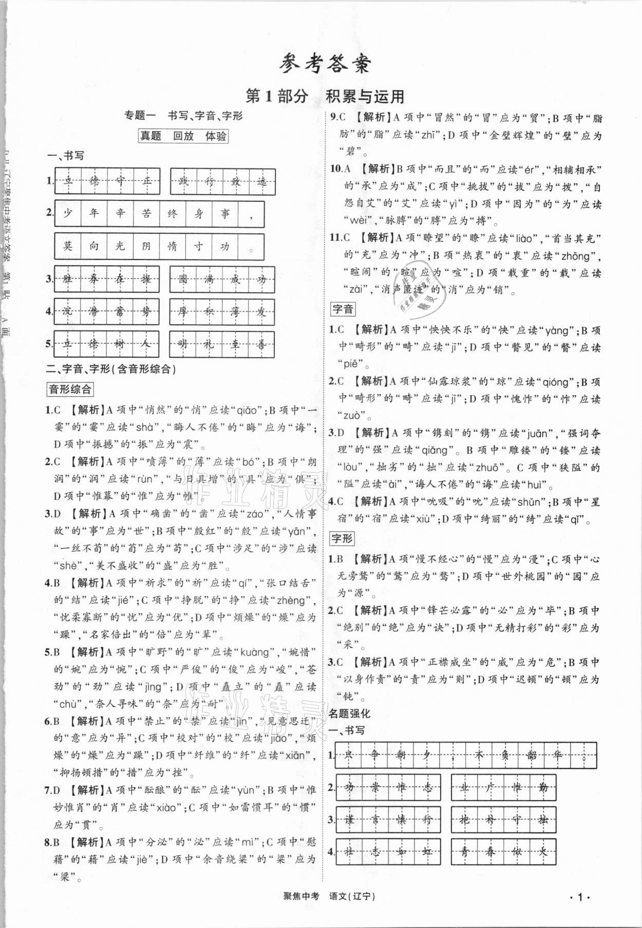 2021年聚焦中考語(yǔ)文遼寧專版 第1頁(yè)