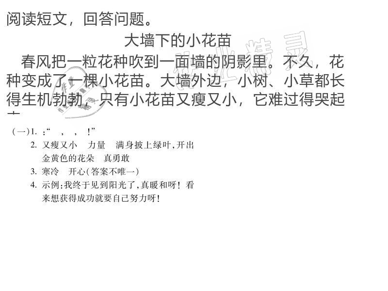 2020年世超金典育文乐园三年级上册人教版双色版 参考答案第8页