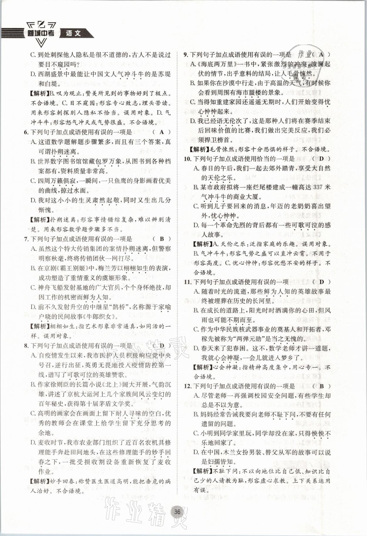 2021年蓉城中考语文 参考答案第36页