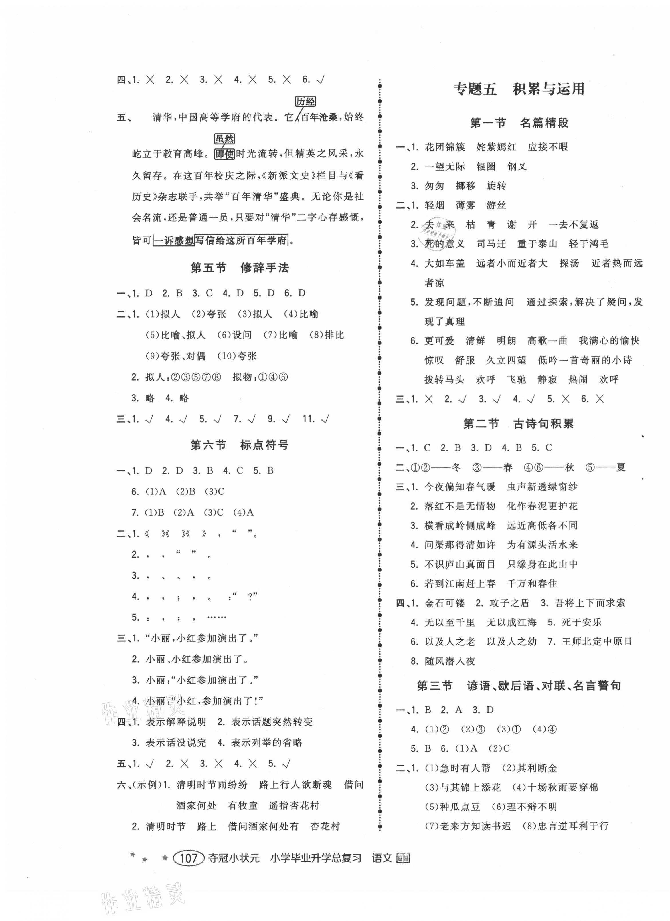 2021年小学毕业升学总复习夺冠小状元六年级语文 第5页