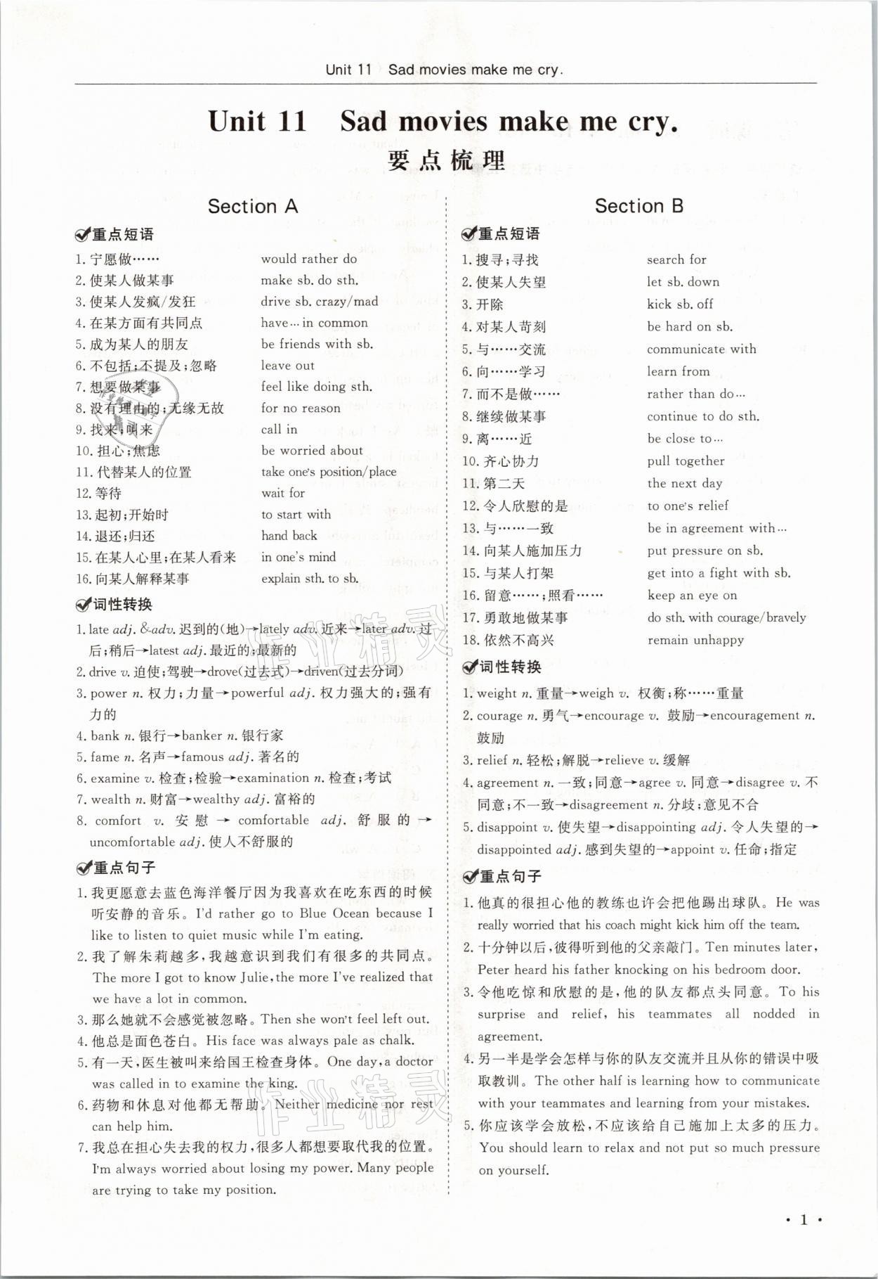 2021年蓉城学霸九年级英语下册人教版 第1页