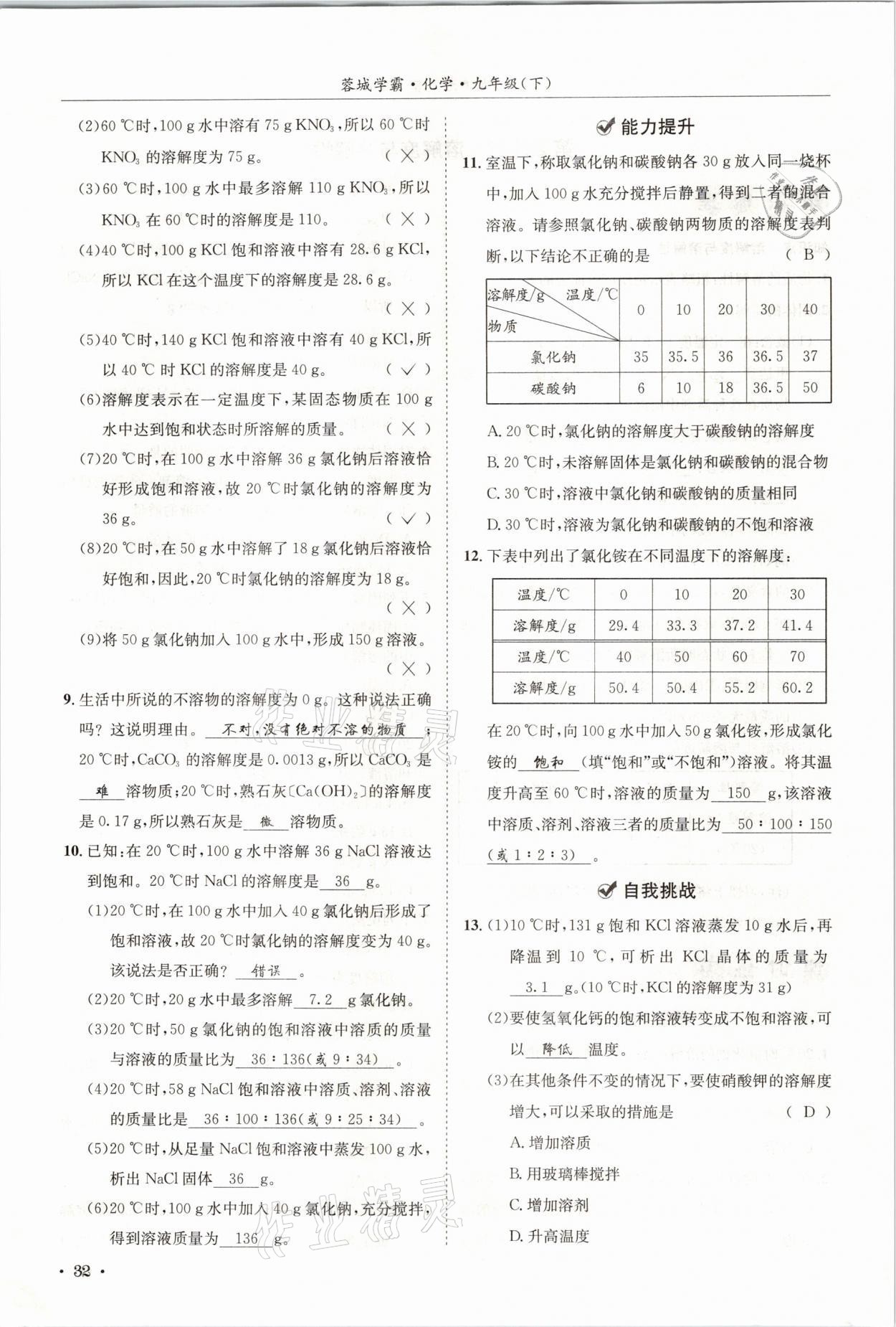 2021年蓉城学霸九年级化学下册人教版 第32页