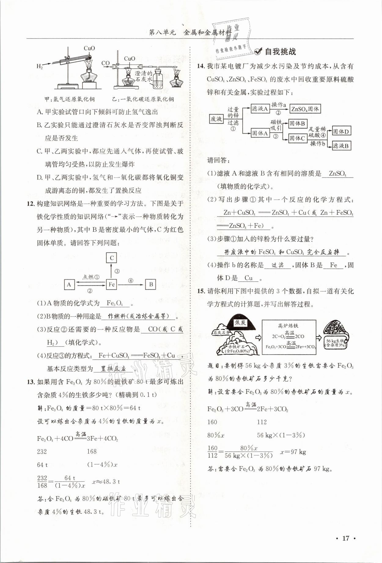 2021年蓉城学霸九年级化学下册人教版 第17页