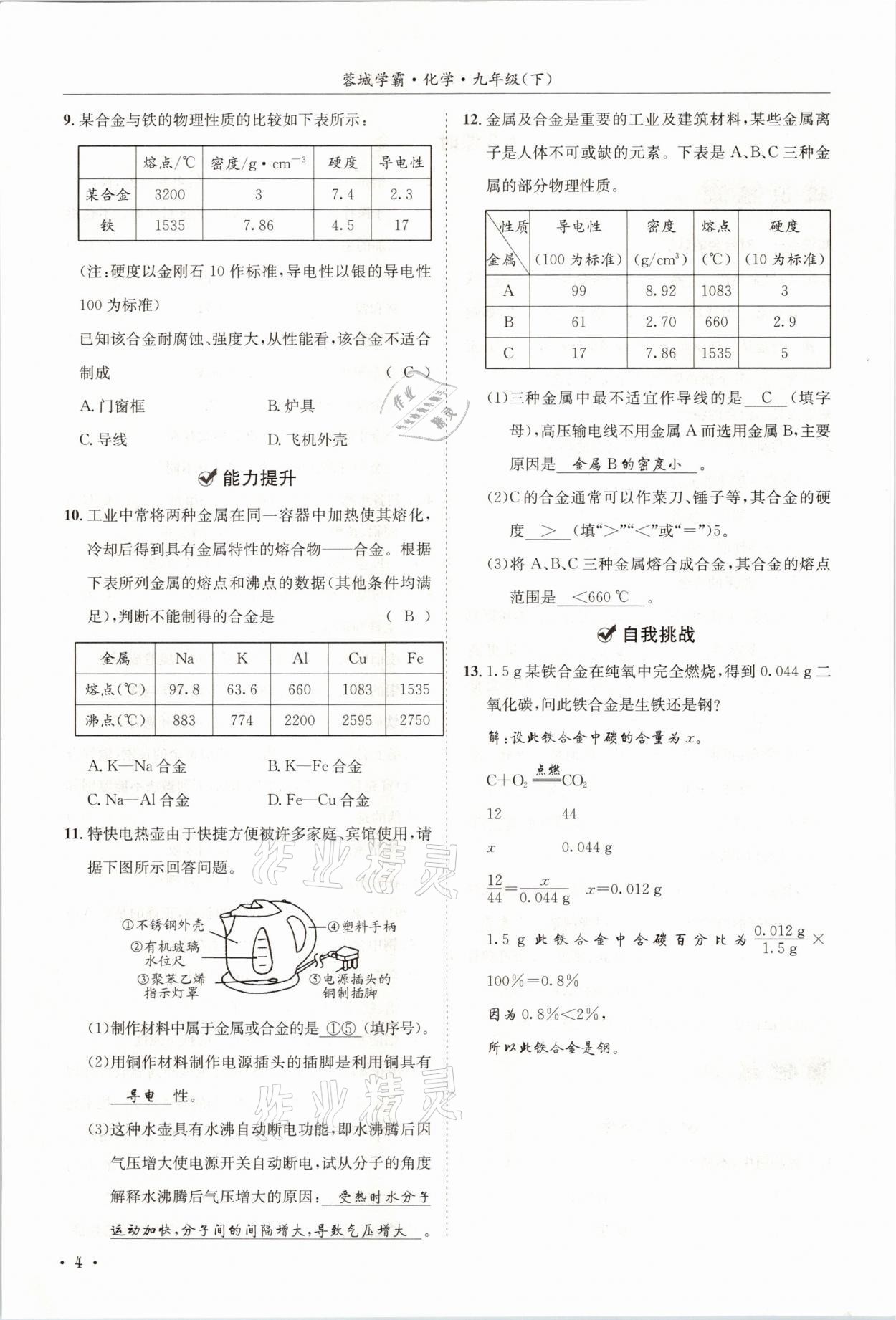 2021年蓉城学霸九年级化学下册人教版 第4页