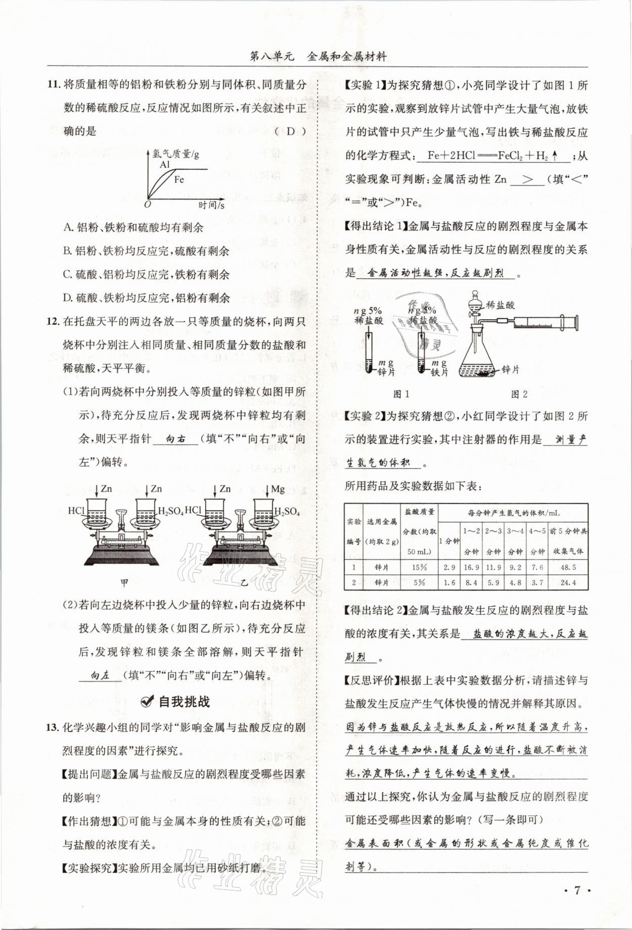 2021年蓉城学霸九年级化学下册人教版 第7页