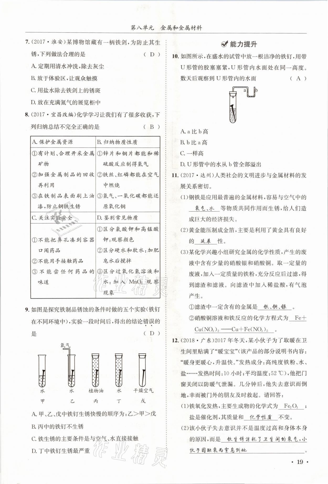2021年蓉城学霸九年级化学下册人教版 第19页