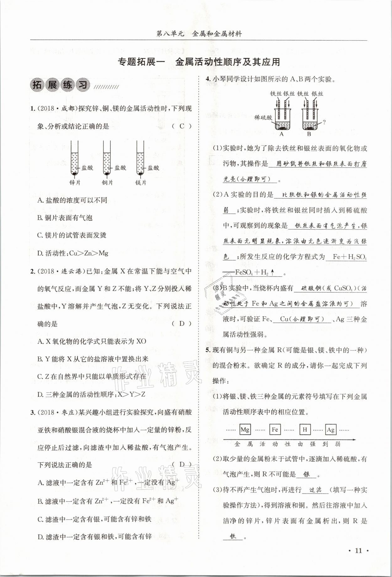 2021年蓉城学霸九年级化学下册人教版 第11页