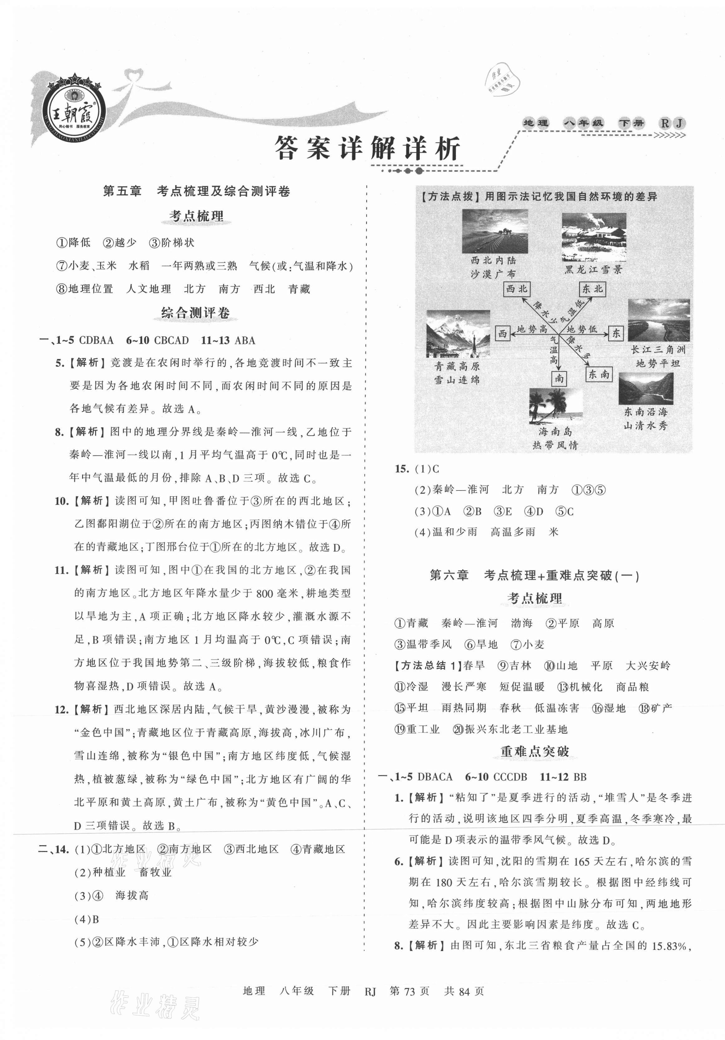 2021年王朝霞考点梳理时习卷八年级地理下册人教版 第1页