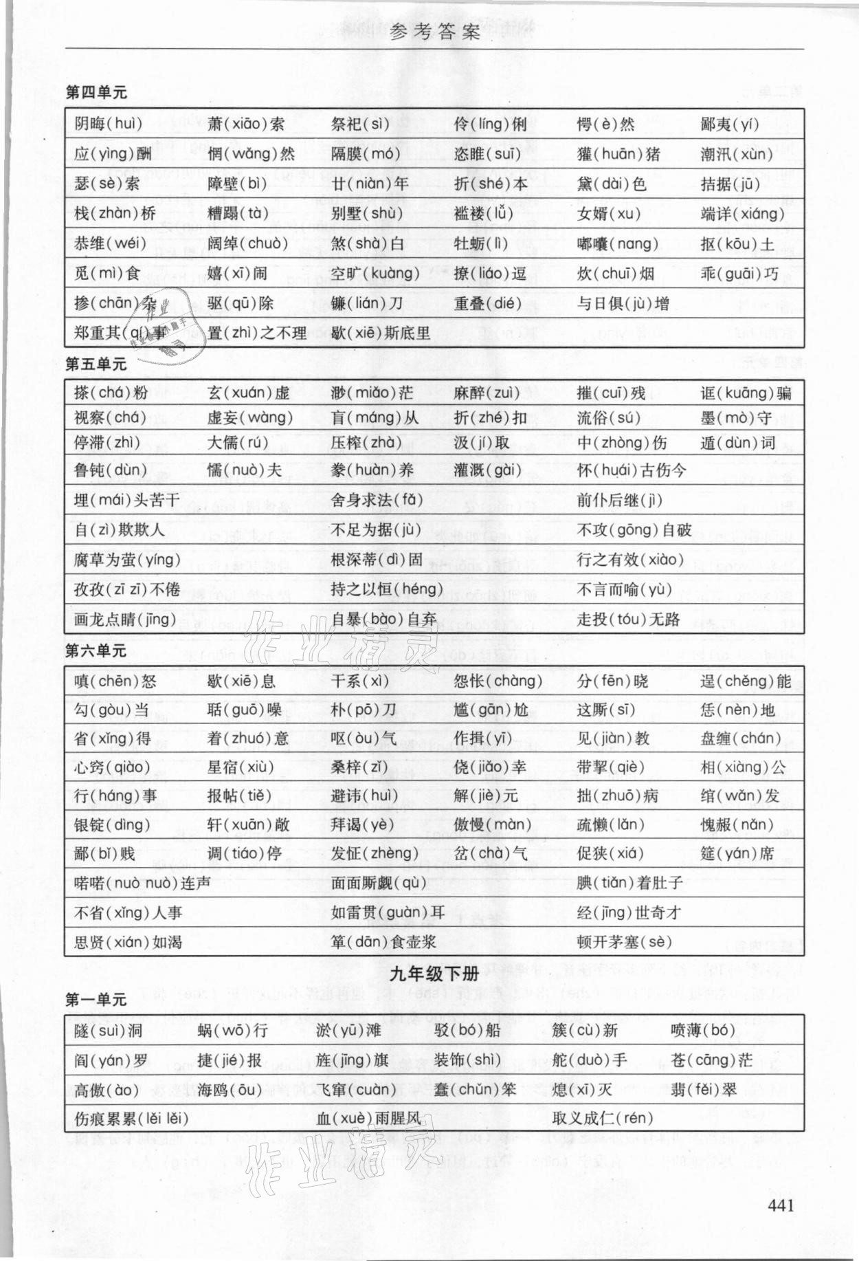 2021年广州市中考语文备考训练精选 参考答案第7页
