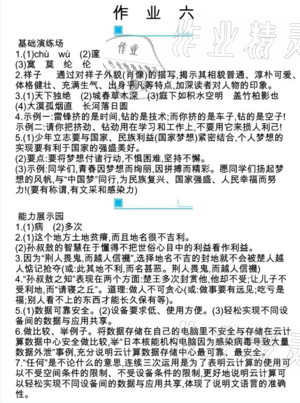 2021年新視野寒假作業(yè)八年級 參考答案第6頁