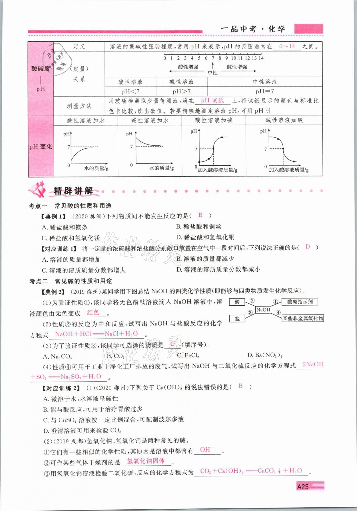 2021年新動力一品中考化學(xué)螺旋復(fù)習(xí)法 參考答案第25頁