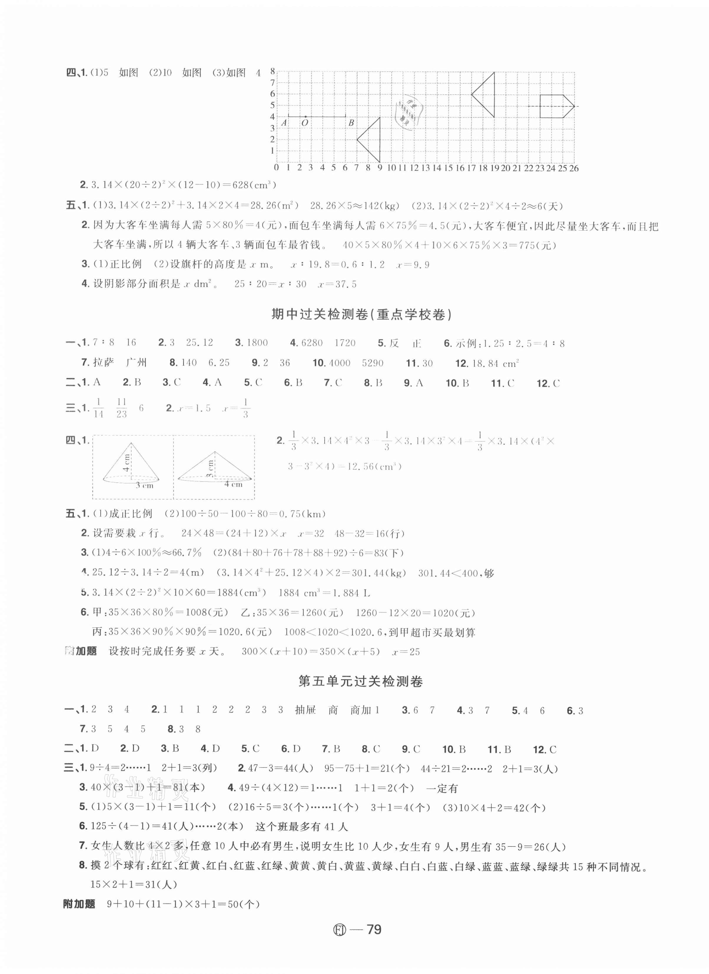 2021年阳光同学一线名师全优好卷六年级数学下册人教版福建专版 参考答案第3页