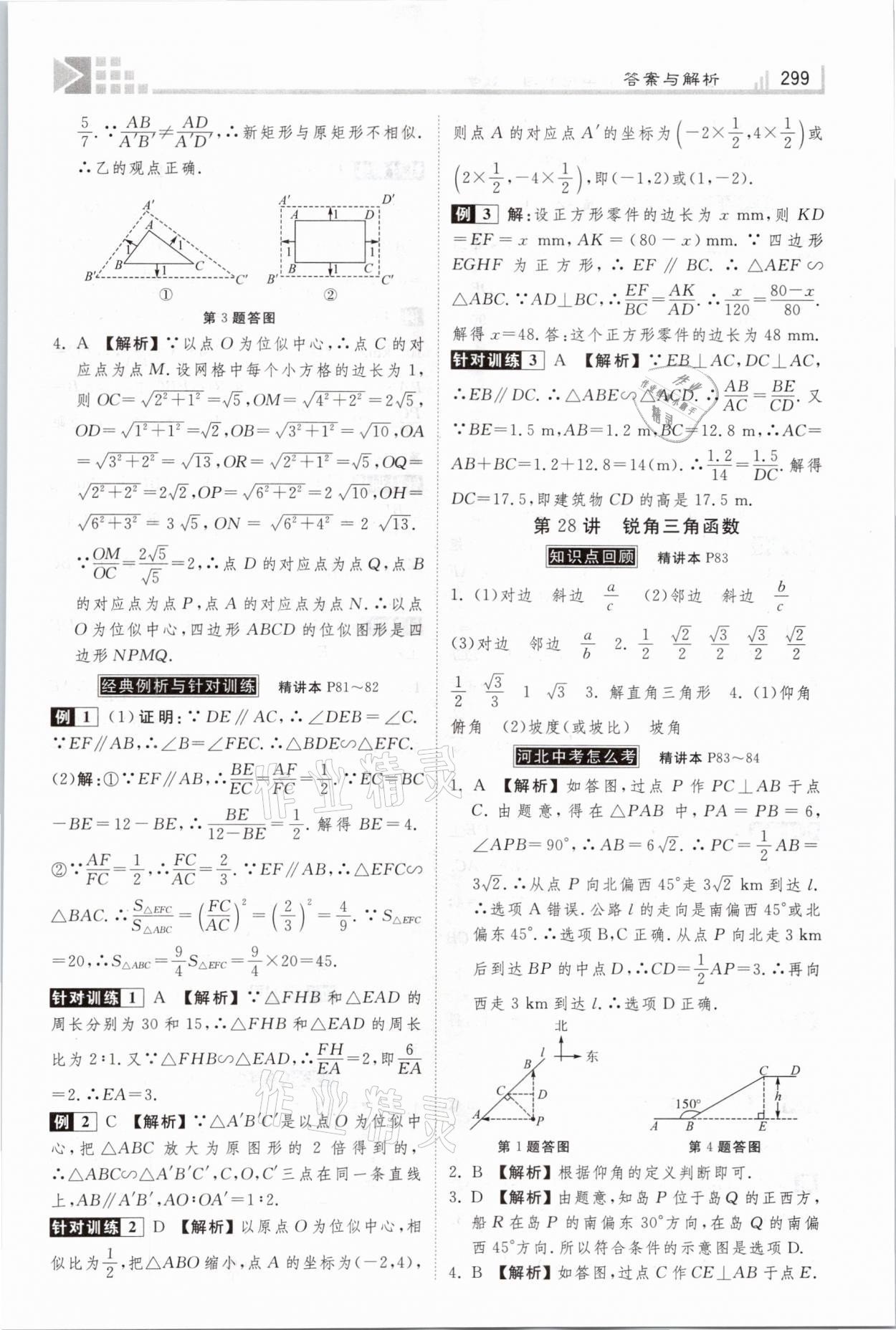 2021年金牌教练赢在燕赵初中总复习数学河北专版 参考答案第31页