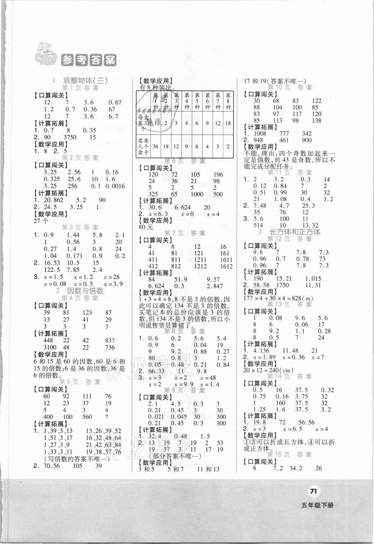 2021年階梯計算五年級數學下冊人教版 第1頁