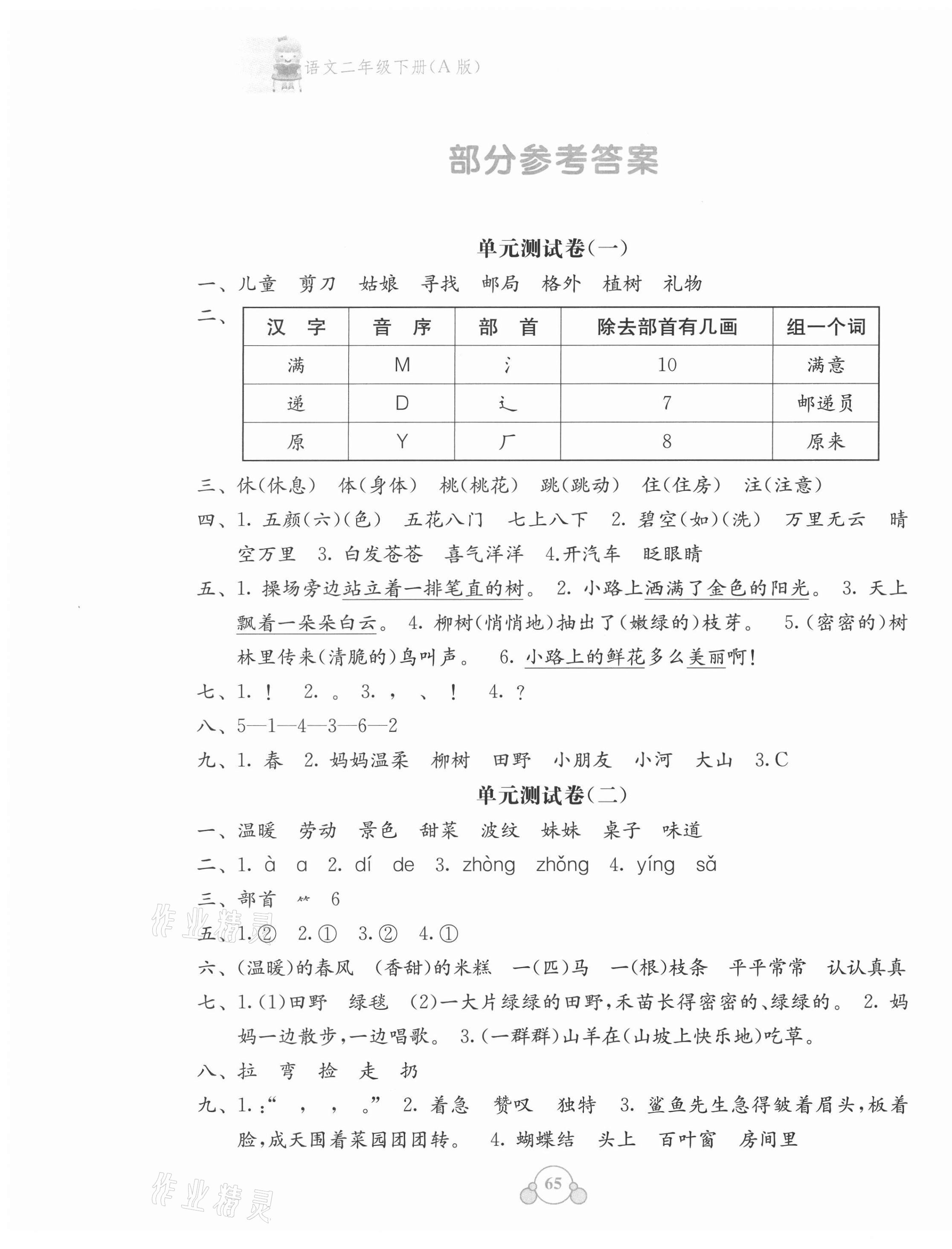 2021年自主學(xué)習(xí)能力測評單元測試二年級語文下冊A版 第1頁