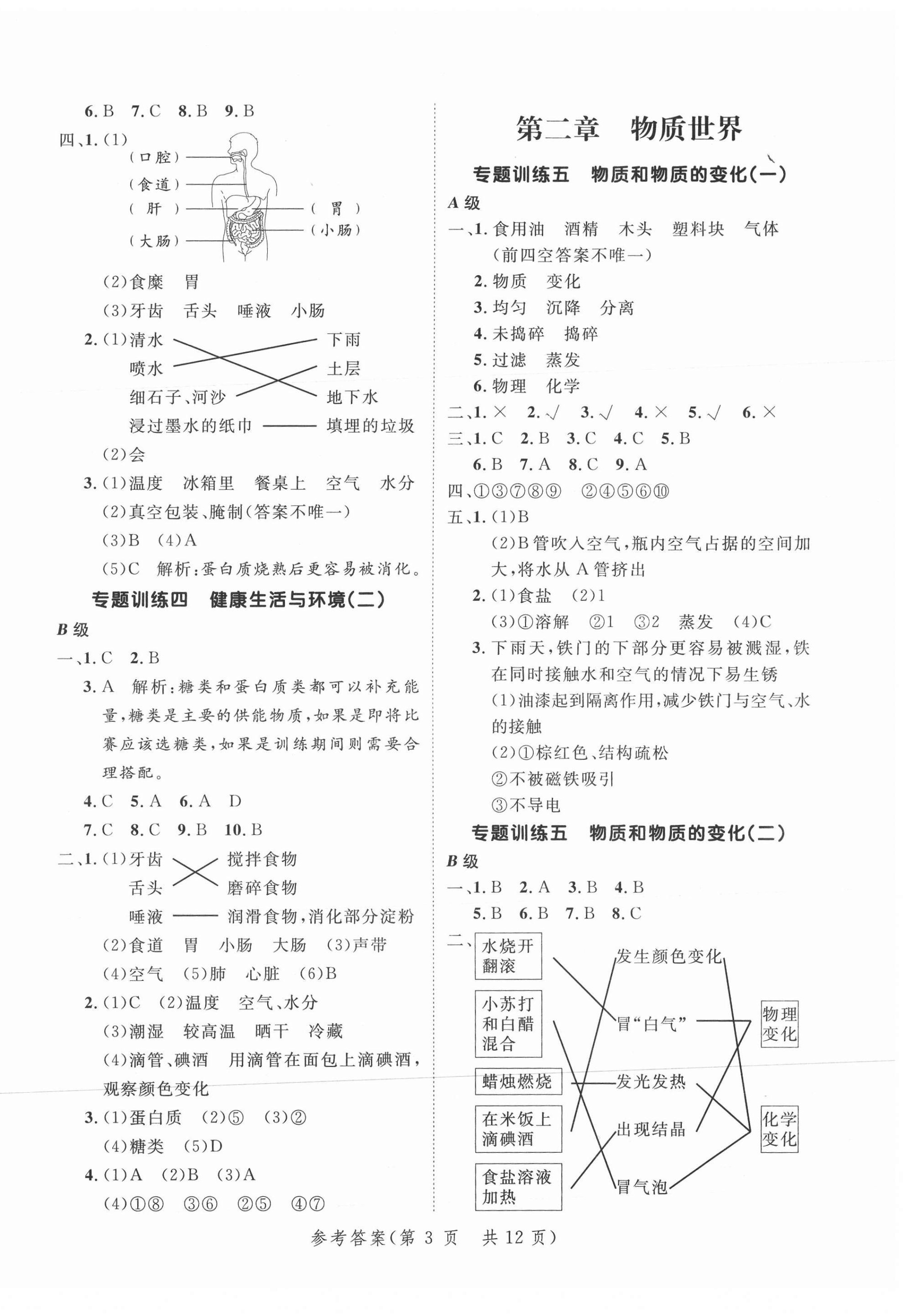 2021年新领程小学总复习高效练案科学 参考答案第3页