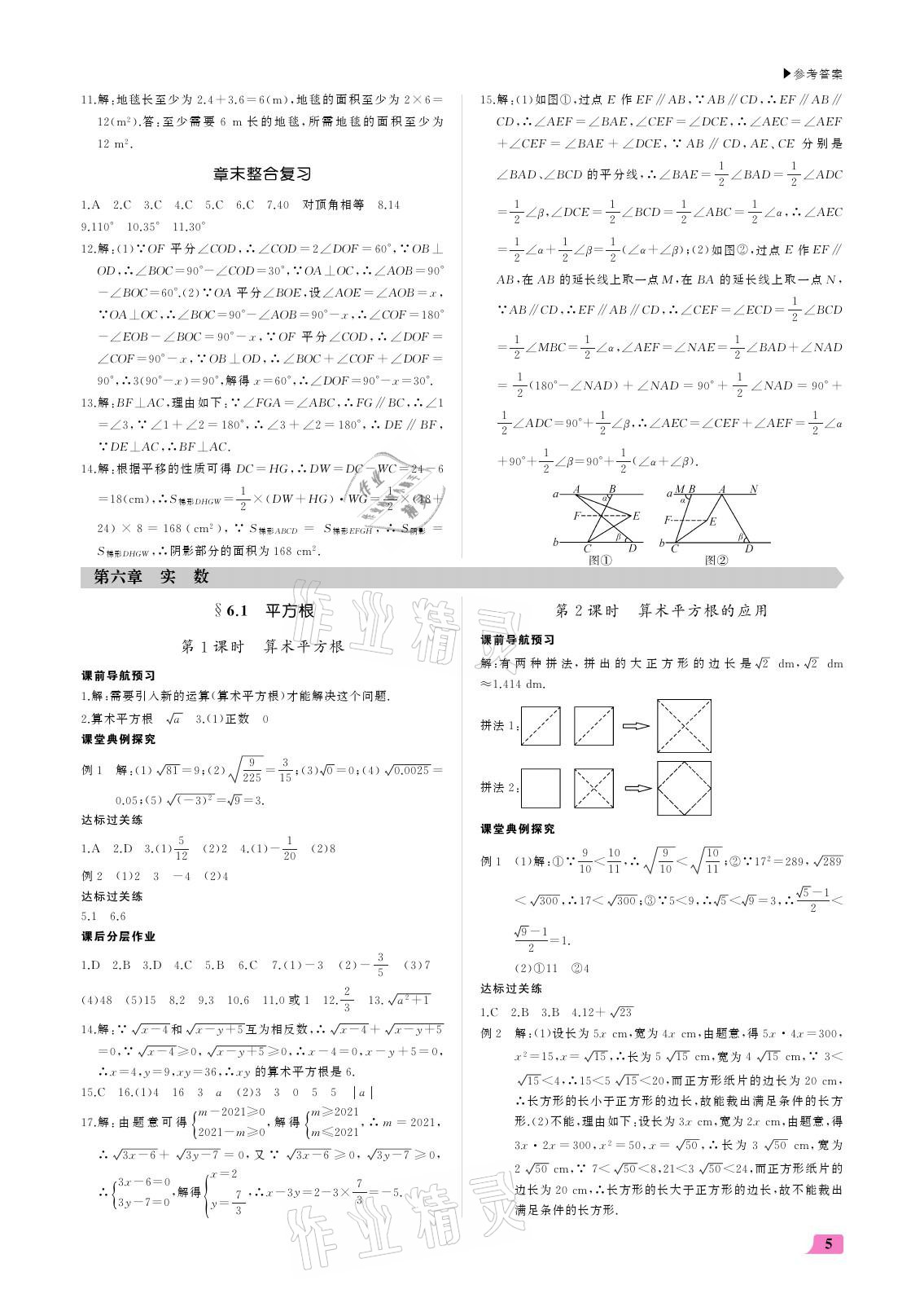 2021年超越訓(xùn)練七年級(jí)數(shù)學(xué)下冊(cè)人教版 參考答案第5頁(yè)