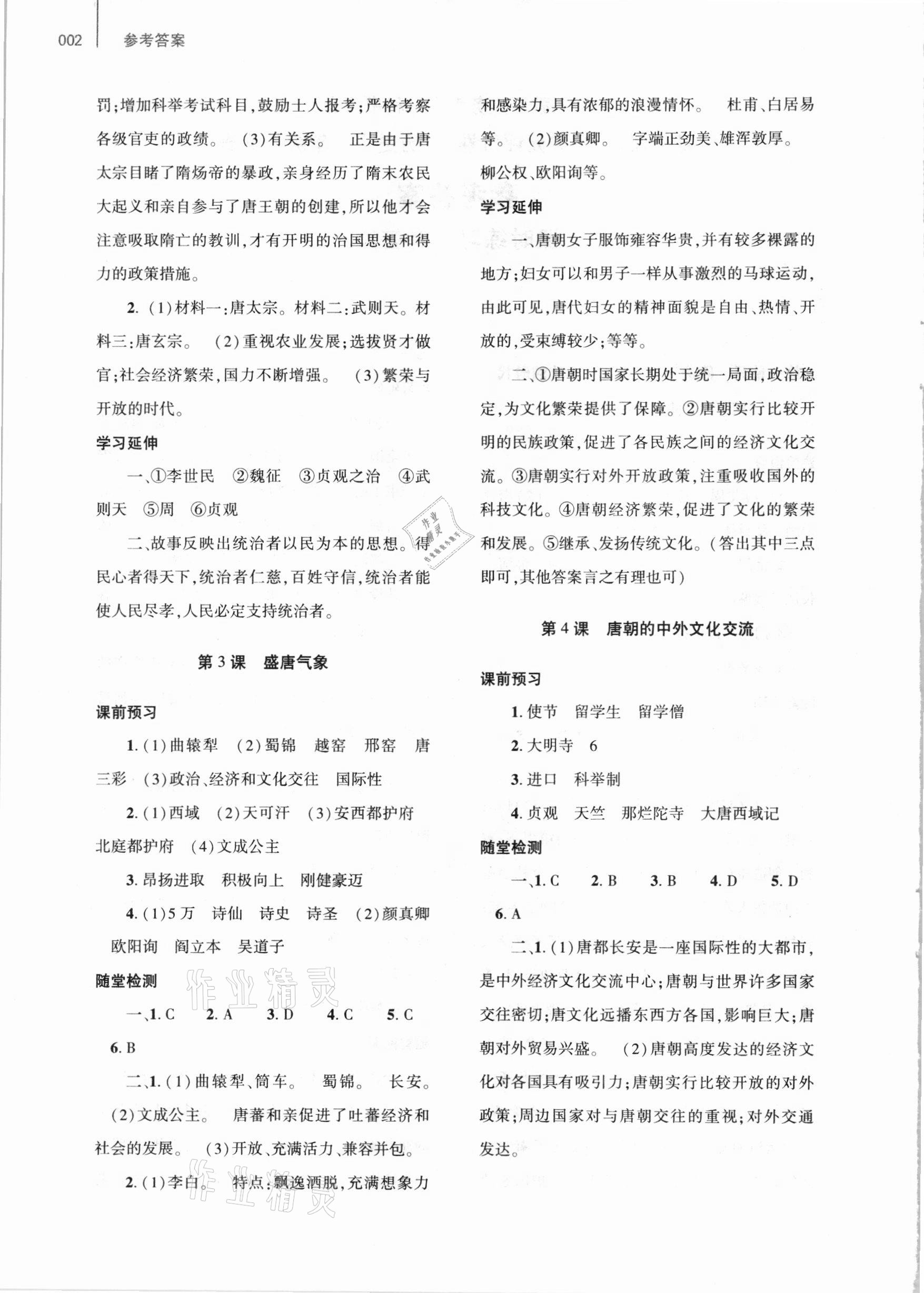 2021年基礎(chǔ)訓(xùn)練七年級歷史下冊人教版大象出版社 參考答案第2頁