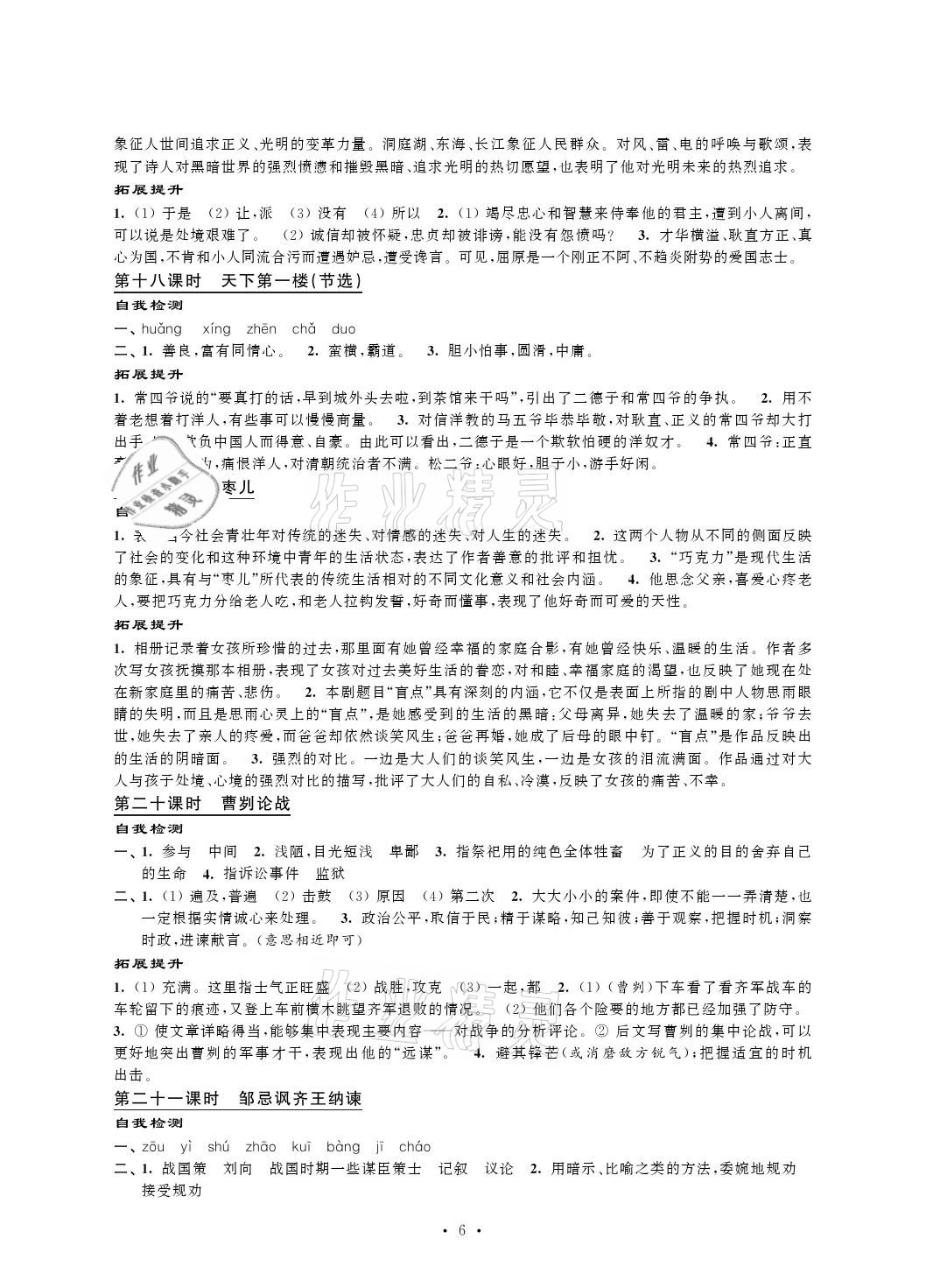 2021年自我提升與評(píng)價(jià)九年級(jí)語(yǔ)文下冊(cè)人教版 參考答案第6頁(yè)