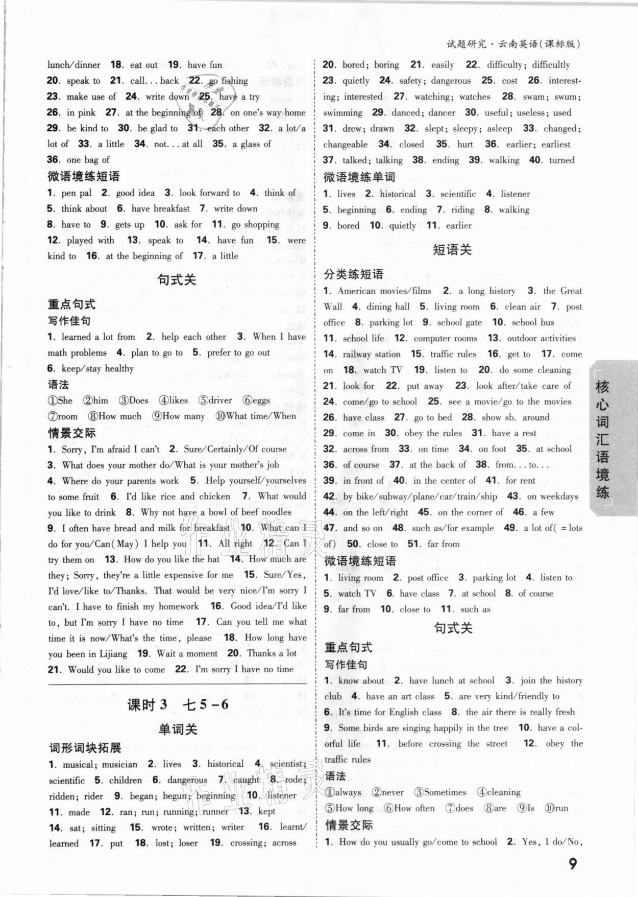 2021年万唯中考试题研究英语课标版云南专版 参考答案第8页