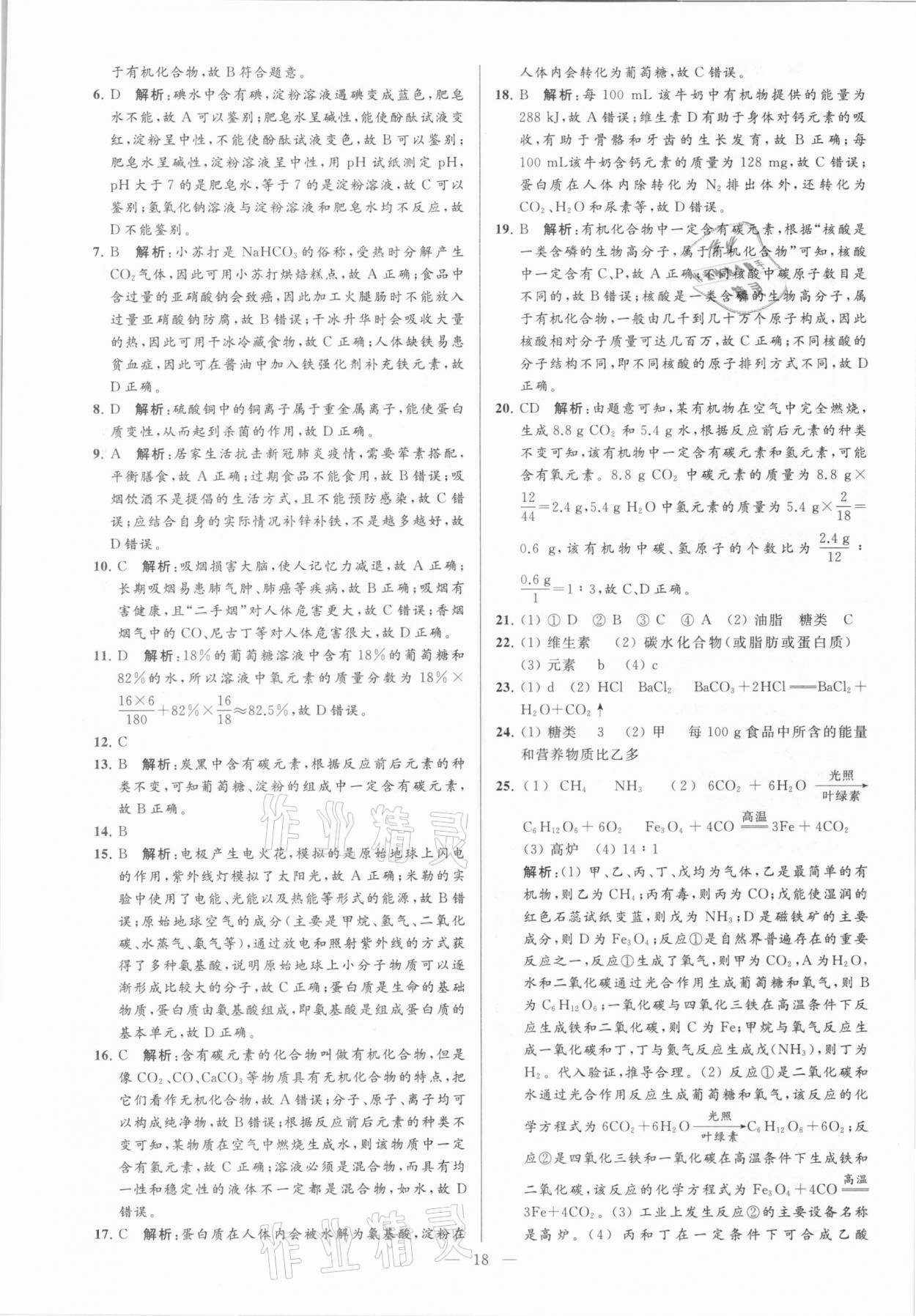 2021年亮點給力大試卷九年級化學(xué)下冊滬教版 參考答案第18頁