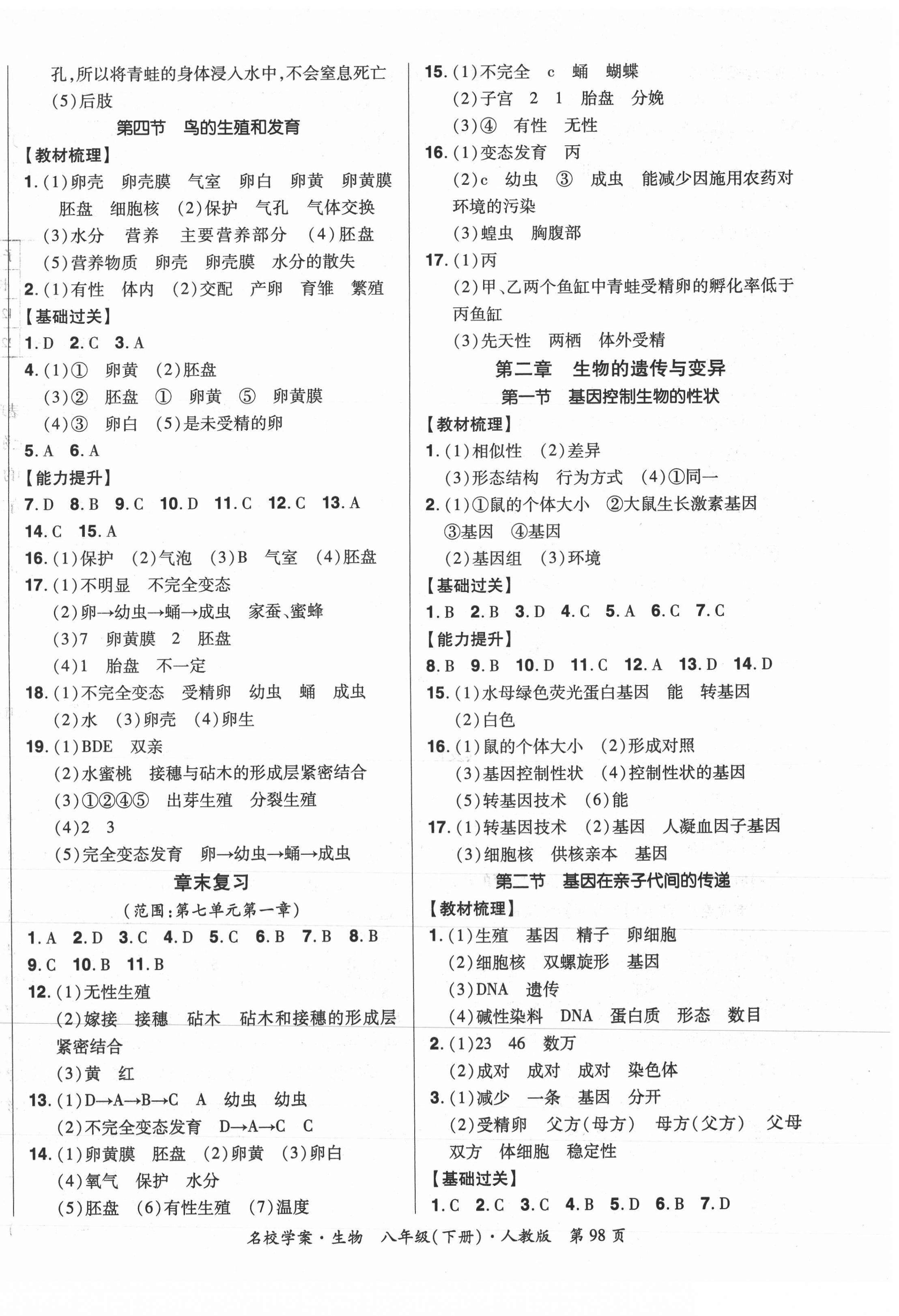 2021年国华作业本名校学案八年级生物下册人教版 第2页